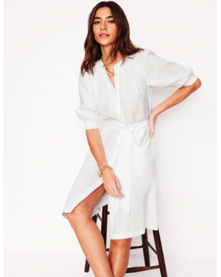 Ada Linen Short Dress-White