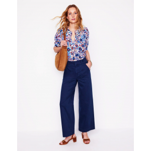 Wide Leg Cargo Pants-Navy