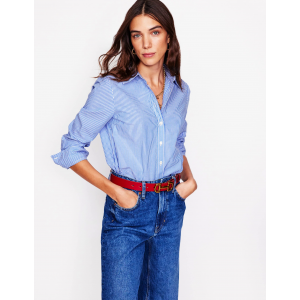 Sienna Cotton Shirt-Fine Blue Stripe