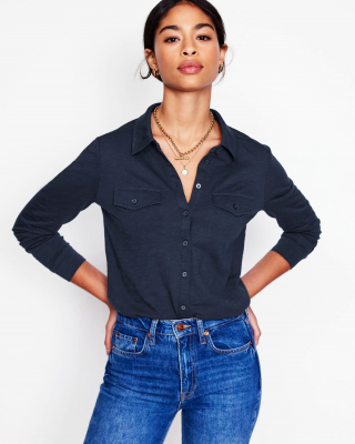 Amy Jersey Shirt-Navy