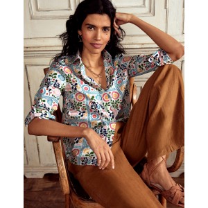 Sienna Cotton Shirt-Multi, Vine Tile