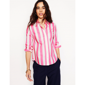 Sienna Cotton Shirt-Pink Rose Wide Stripe