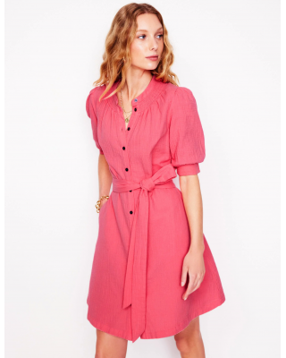 Ada Double Cloth Short Dress-Azalea Pink