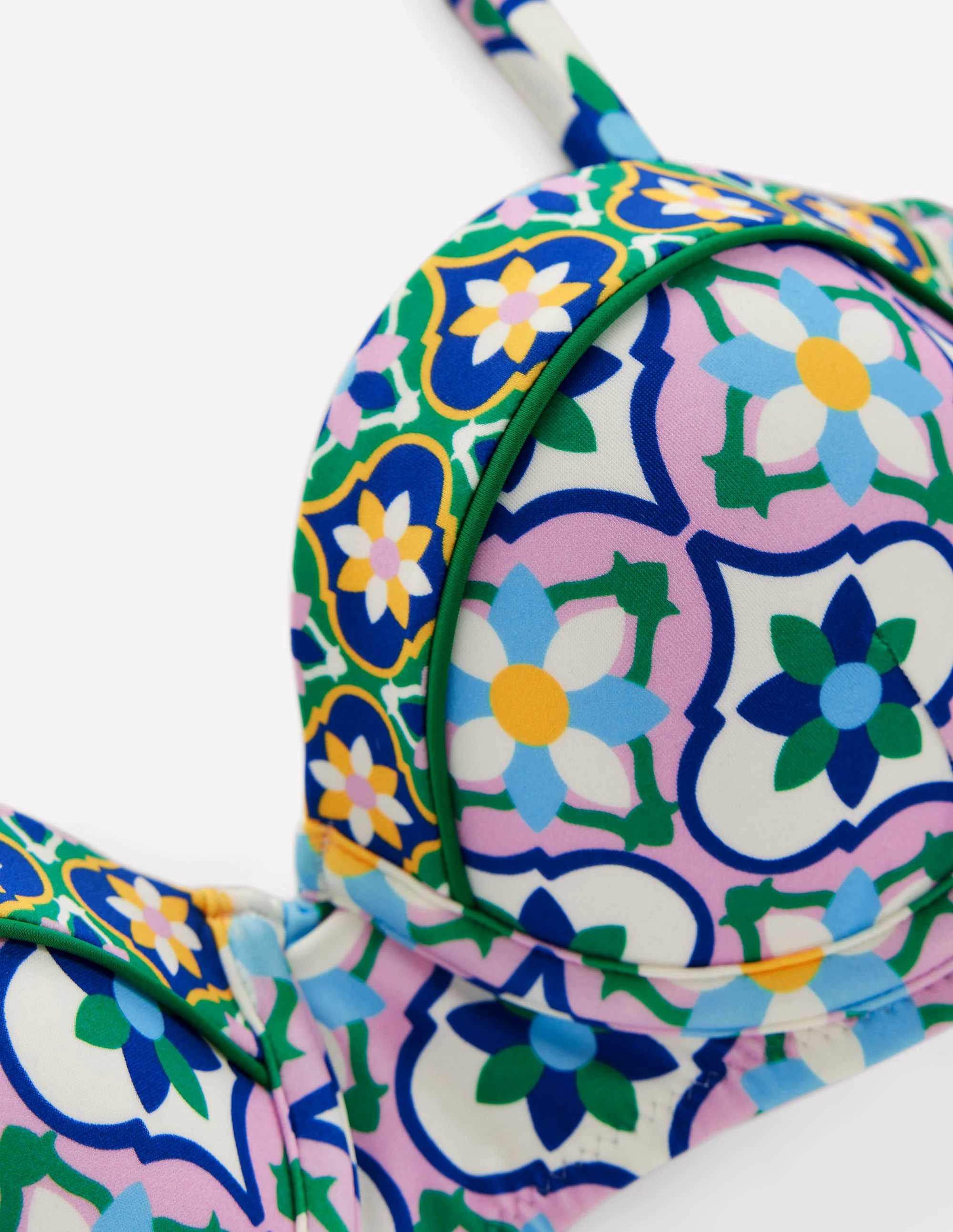  Cup-Size Bikini Top-Multi, Floweret Tile