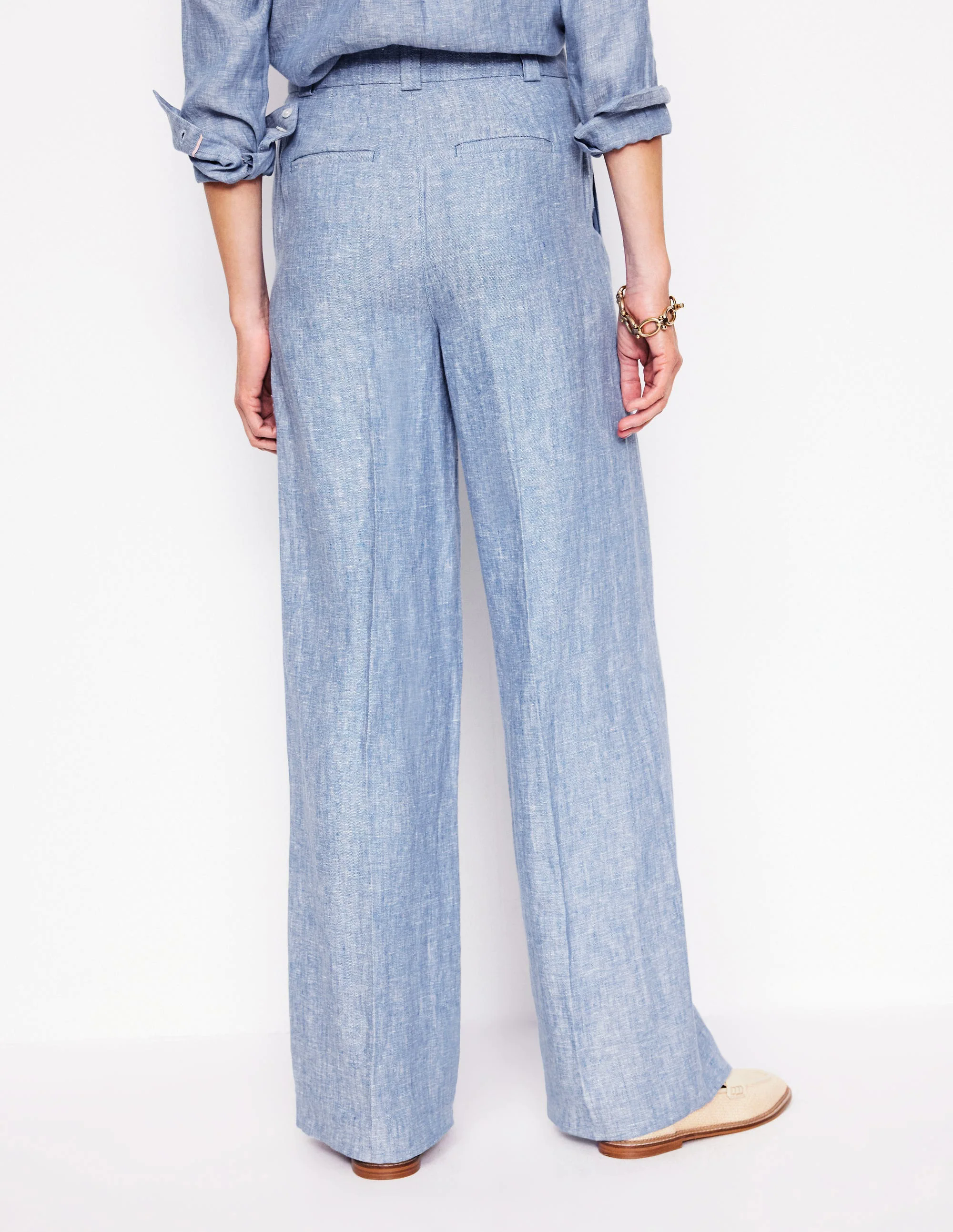 Westbourne Linen Pants-Grey Blue Chambray Westbourne Linen Pants-Grey Blue Chambray