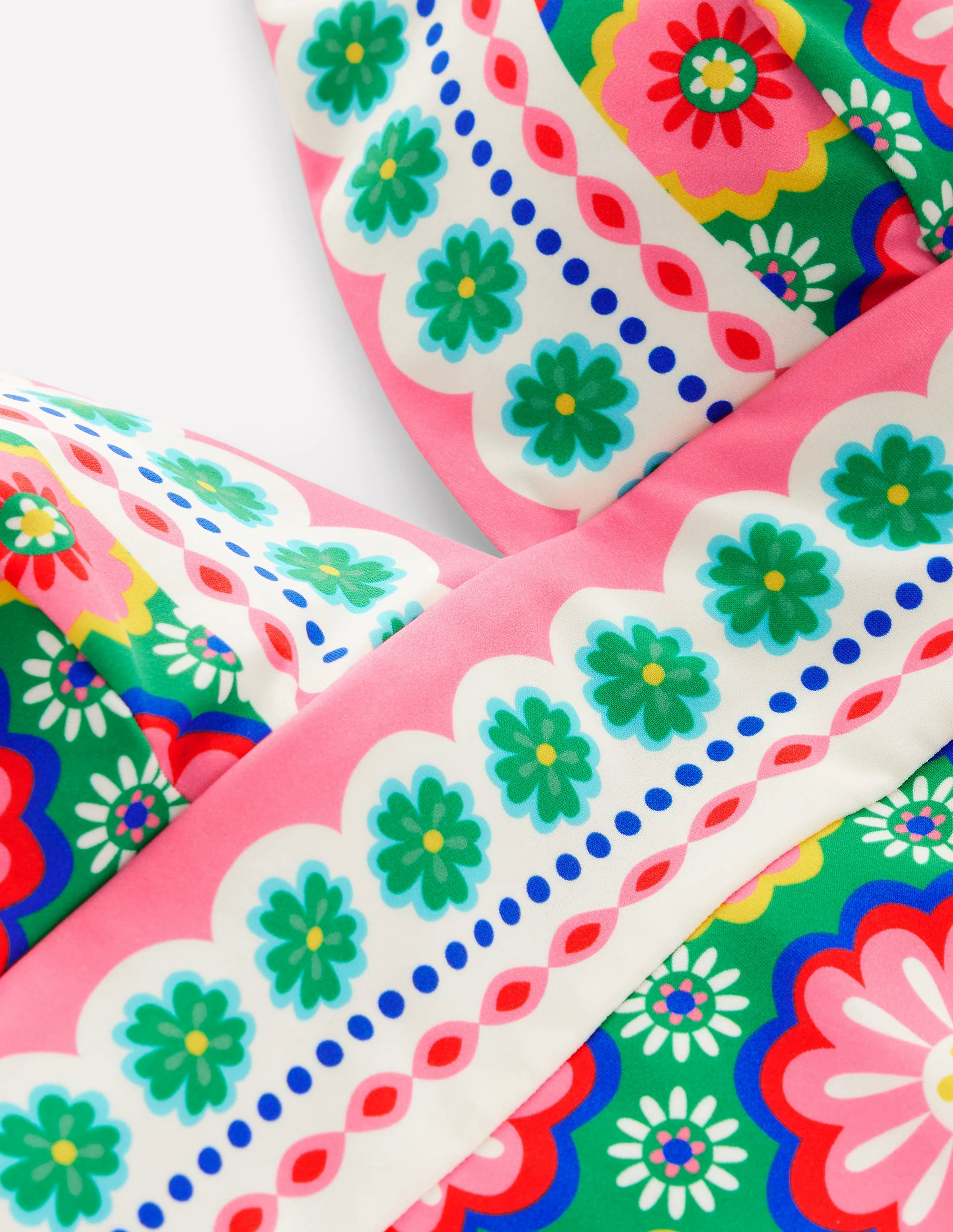  V-Neck Swimsuit-Multi, Flower Tile