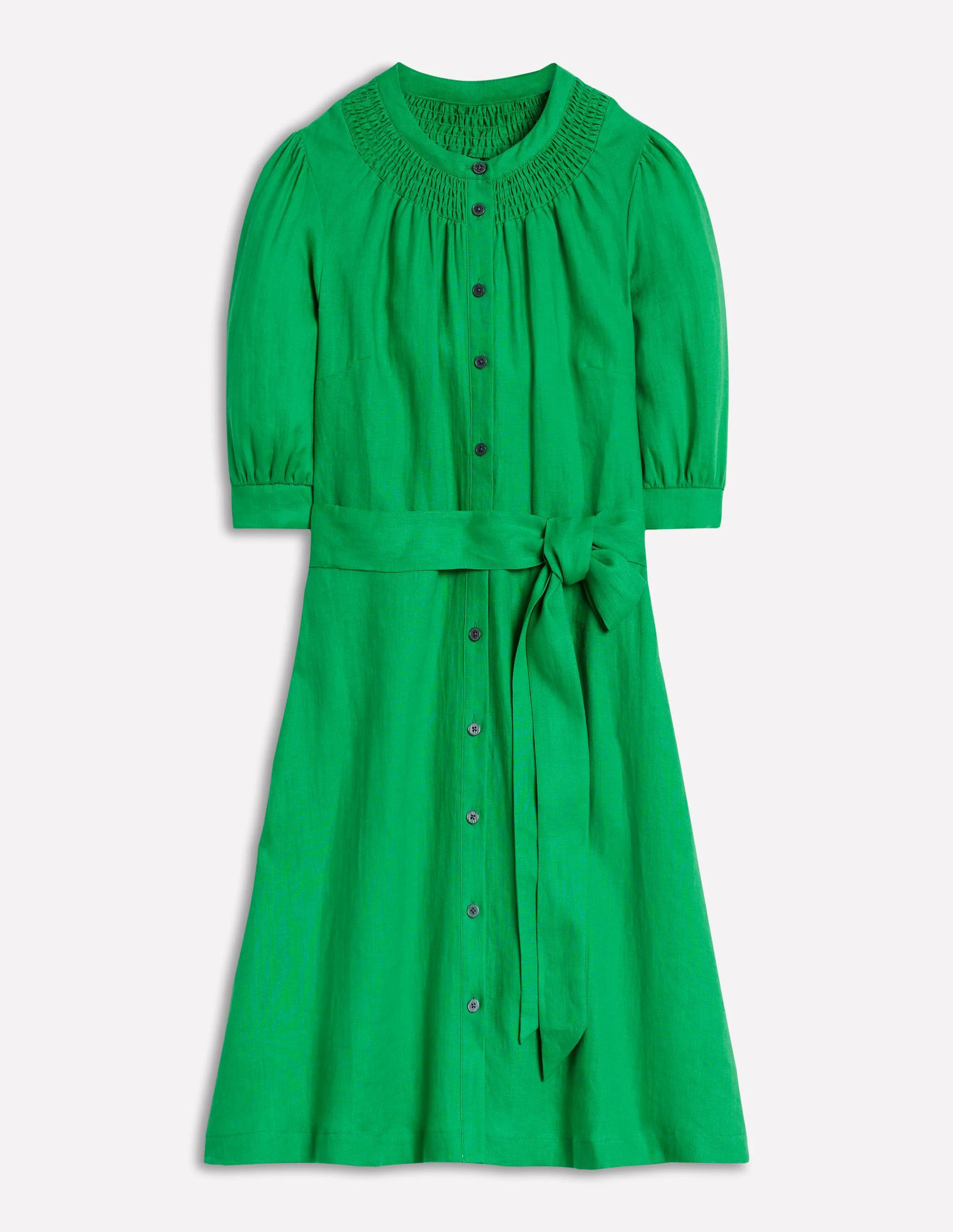  Linen Short Dress-Sapling Green