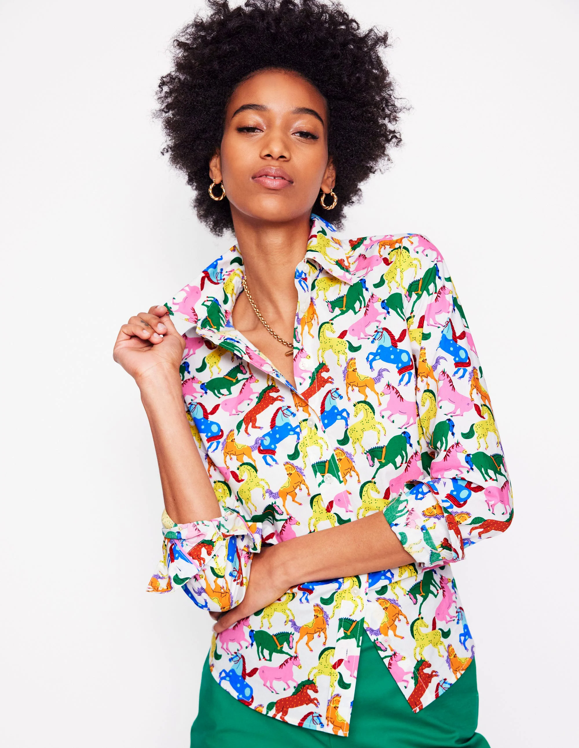  Cotton Shirt-Hotched Multi Stripe