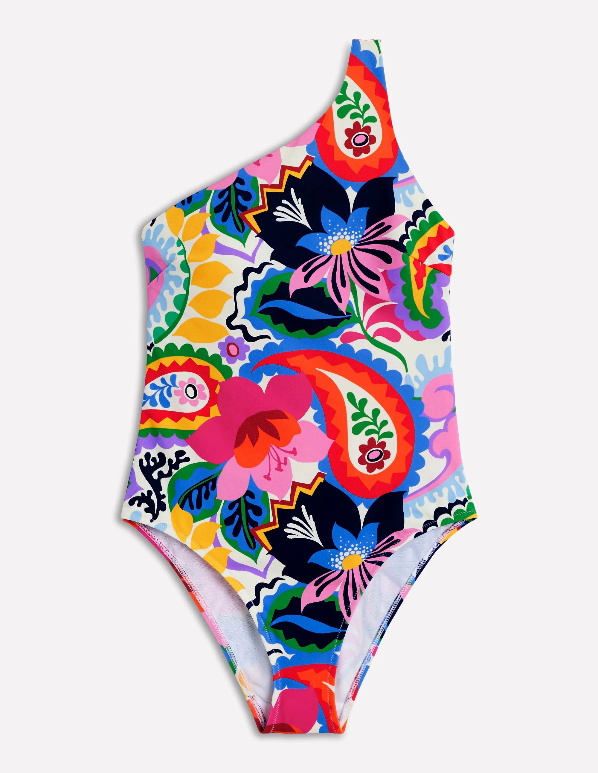 One Shoulder Swimsuit-Ivory, Botanical Paisley One Shoulder Swimsuit-Ivory, Botanical Paisley