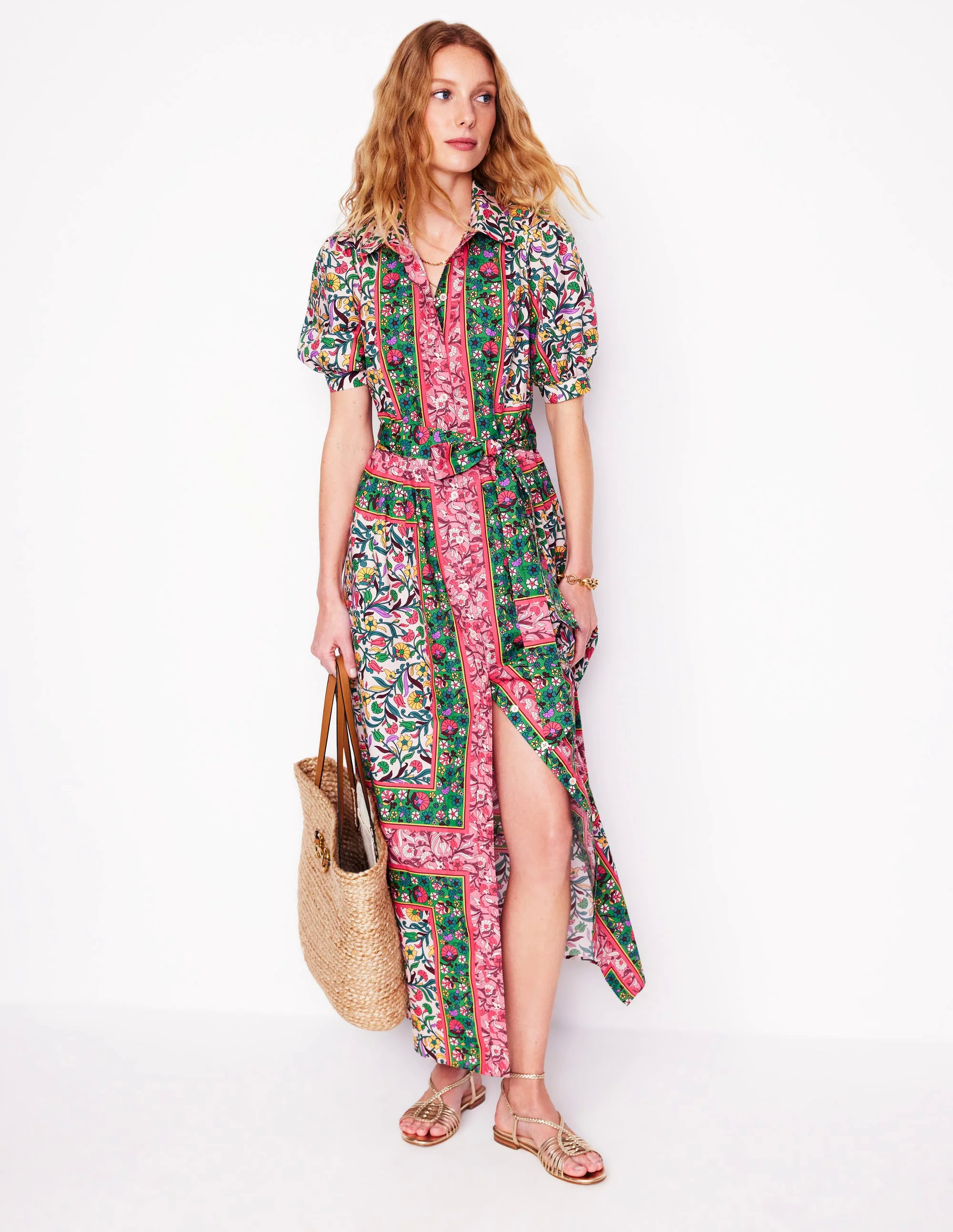  Maxi Shirt Dress-Multi, Enchanting Vine