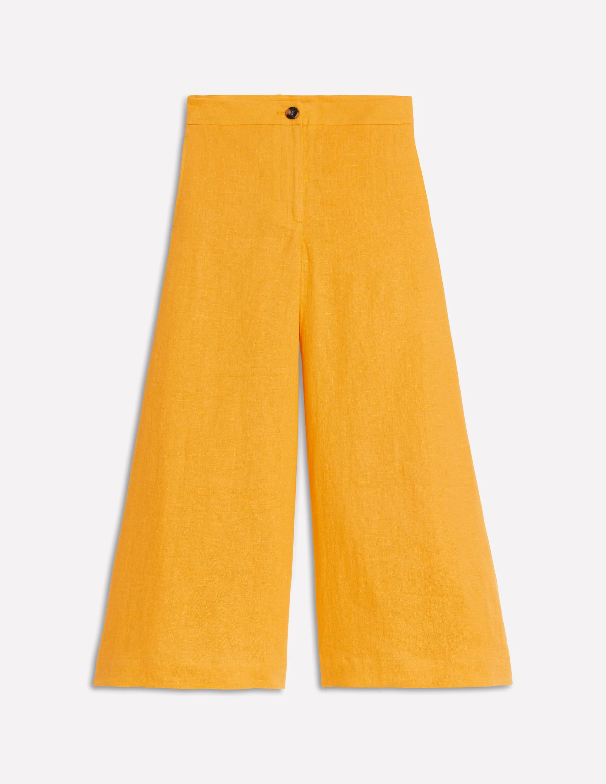 Wide Crop Linen Pants-Summers Sun Yellow Wide Crop Linen Pants-Summers Sun Yellow