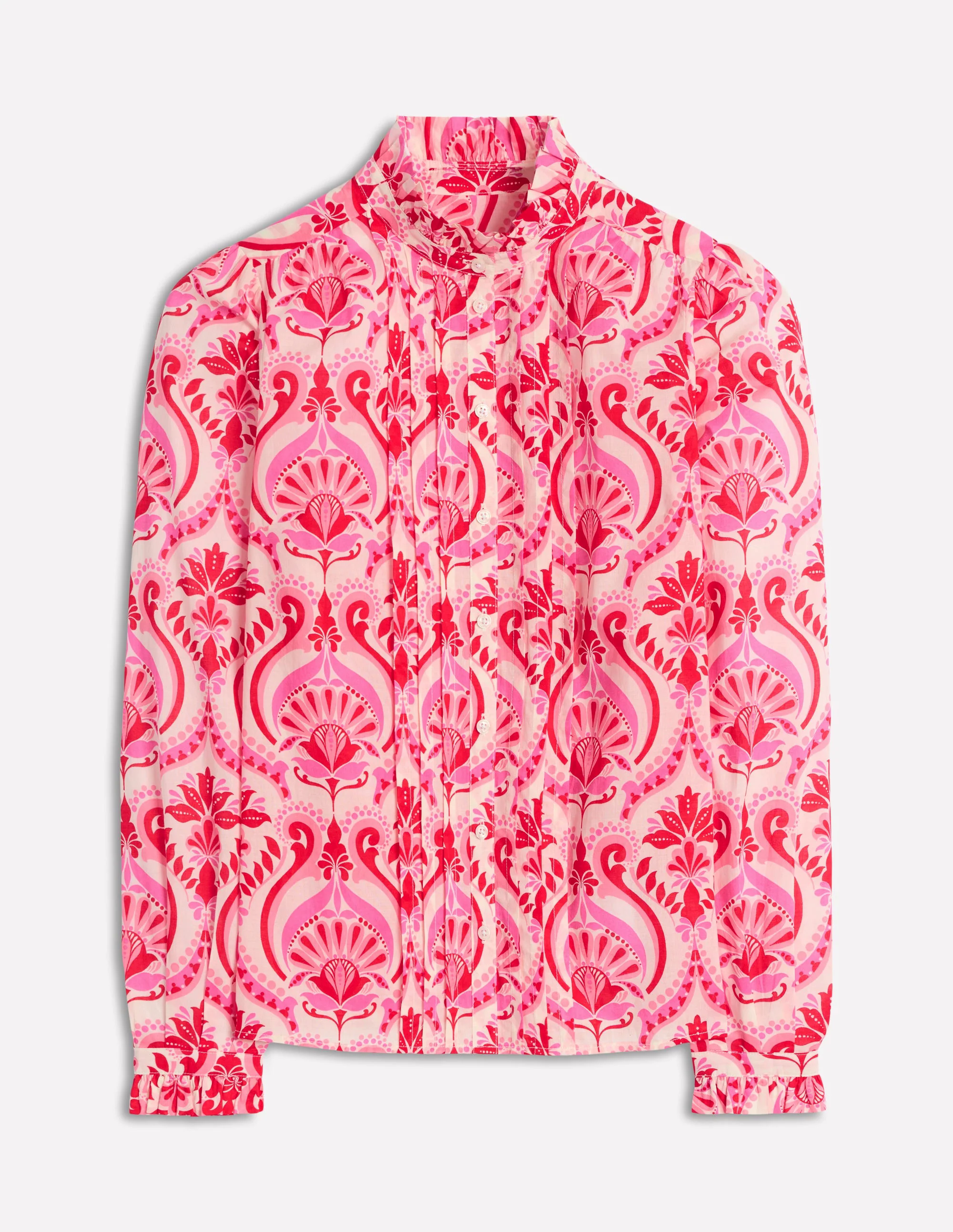 Felicity Cotton Blouse-Poppy Red, Ornamental Floral Felicity Cotton Blouse-Poppy Red, Ornamental Floral