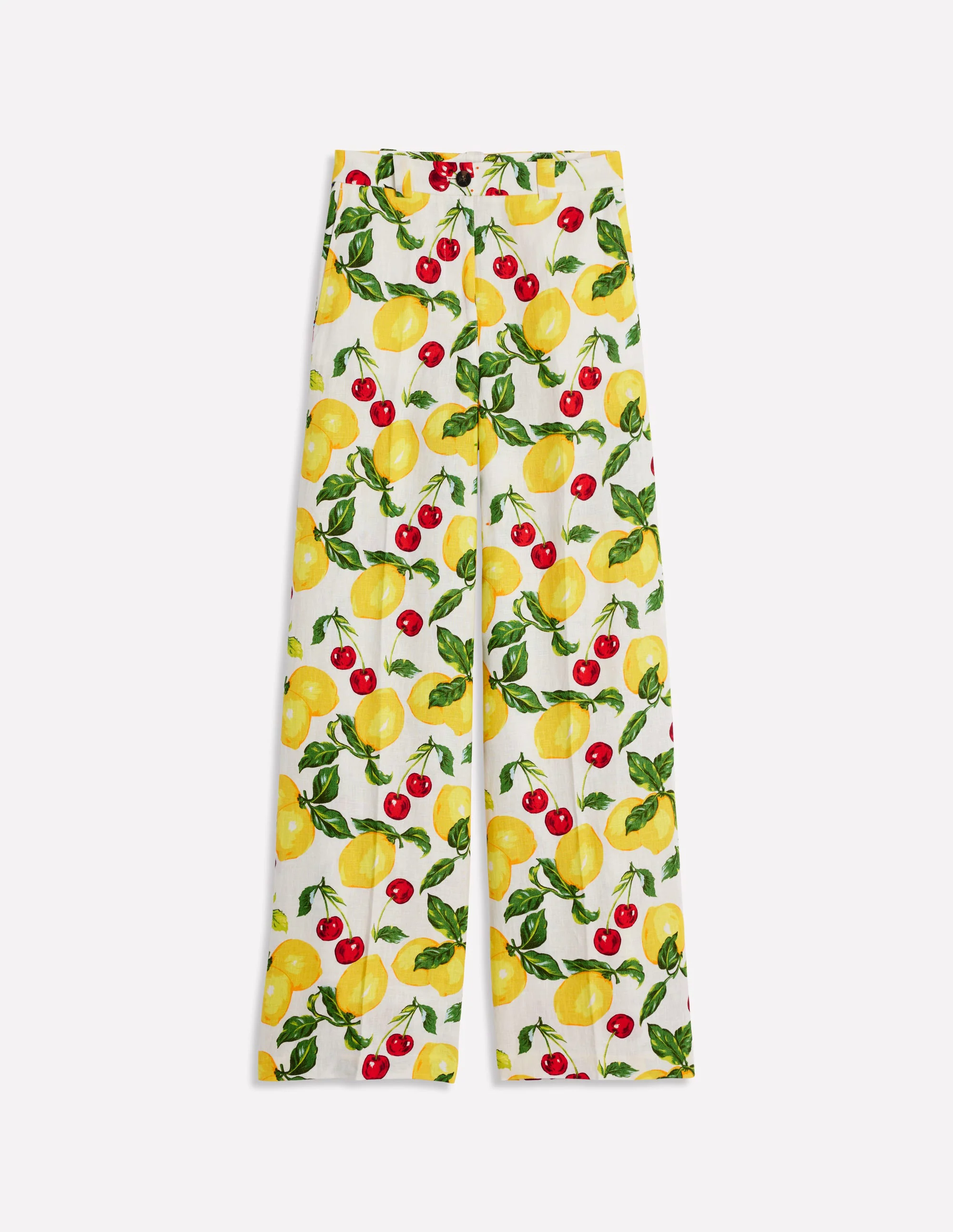  Linen Pants-Ivory, Cherries and Lemons