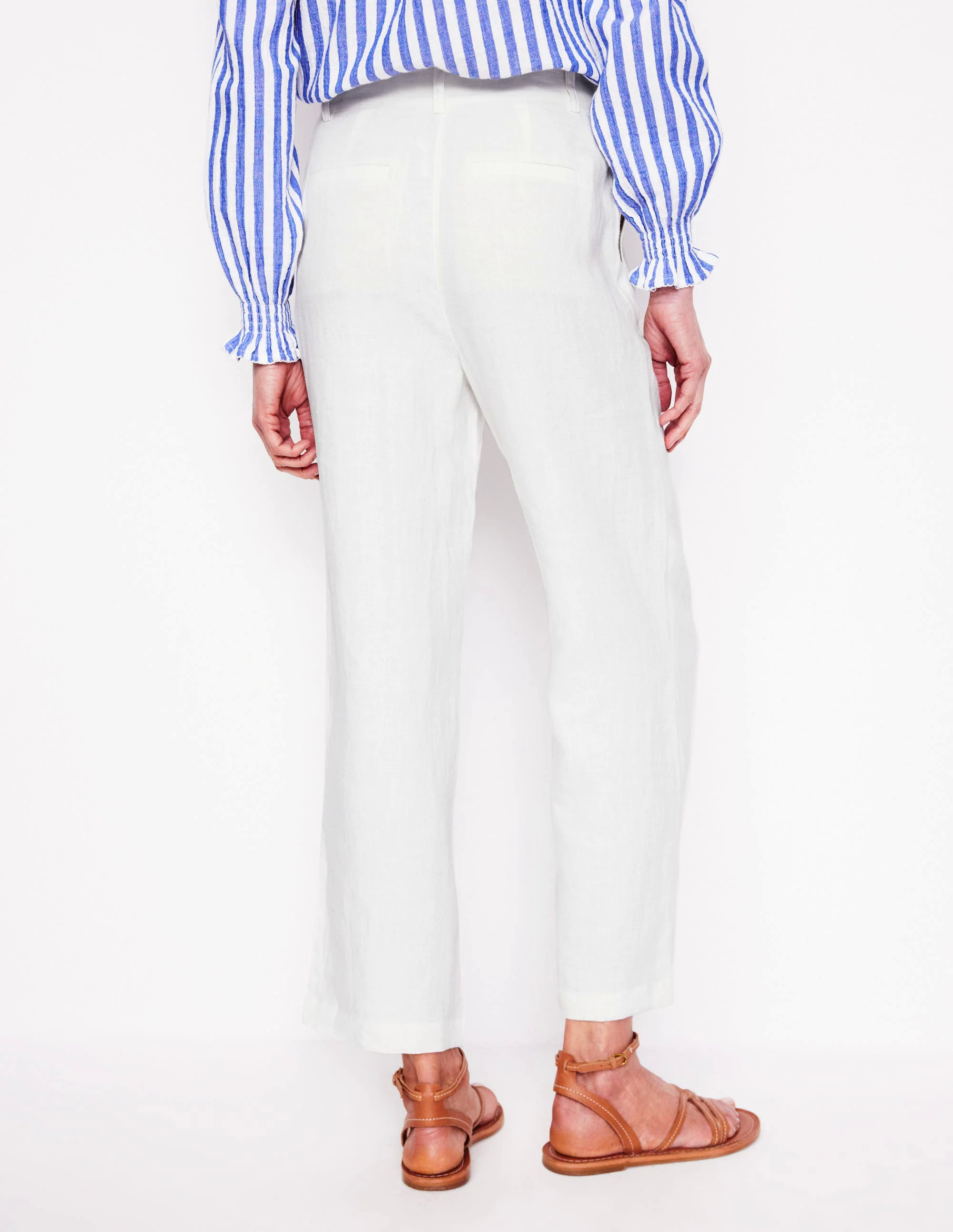 Westbourne Crop Linen Pants-White Westbourne Crop Linen Pants-White