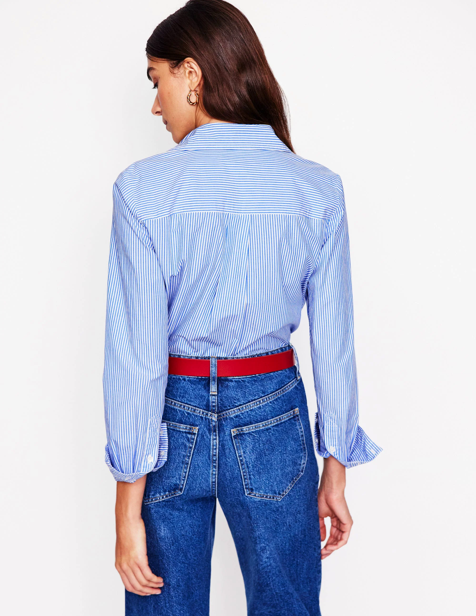  Cotton Shirt-Fine Blue Stripe