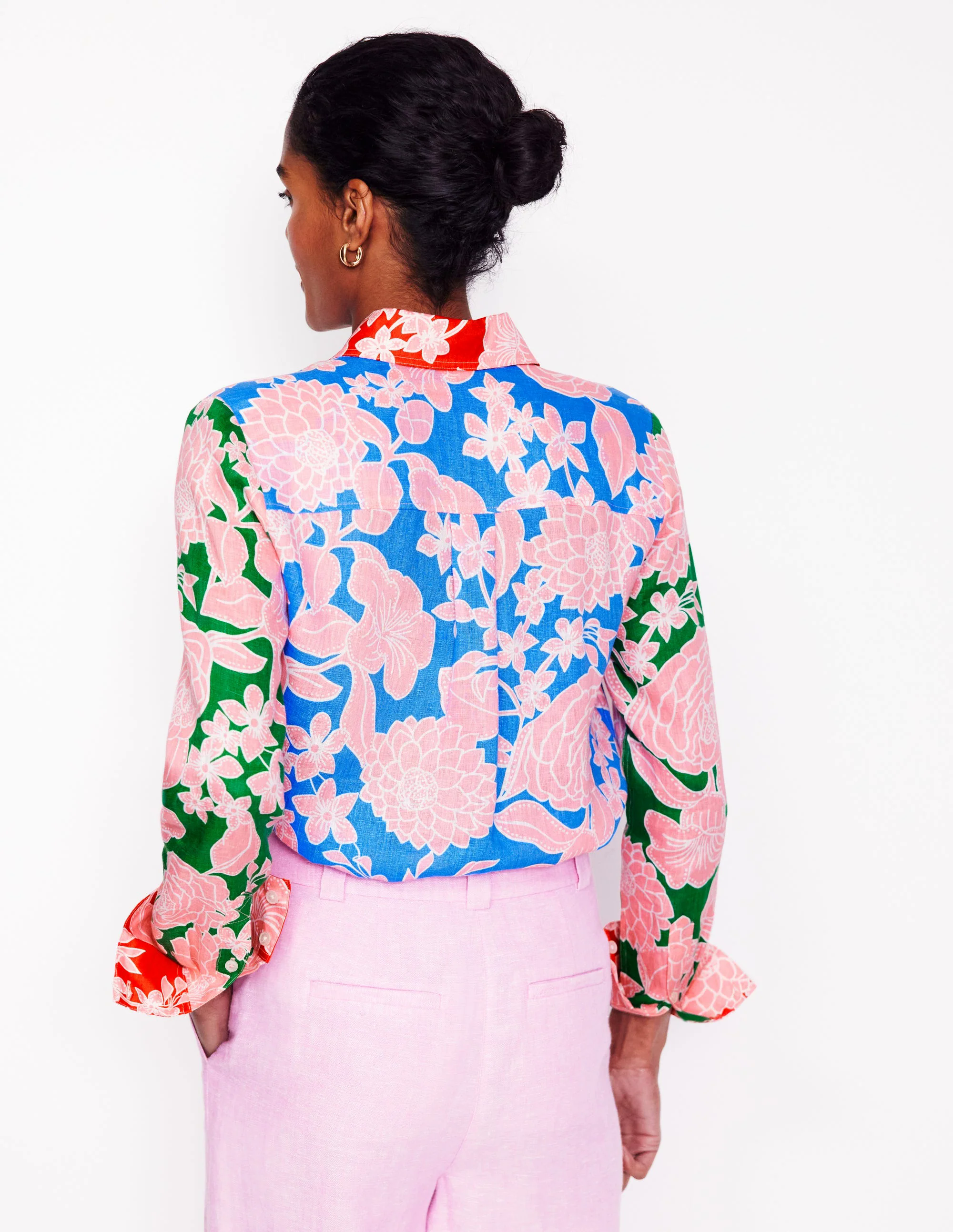 Linen Shirt-Multi, Blossom Cascade