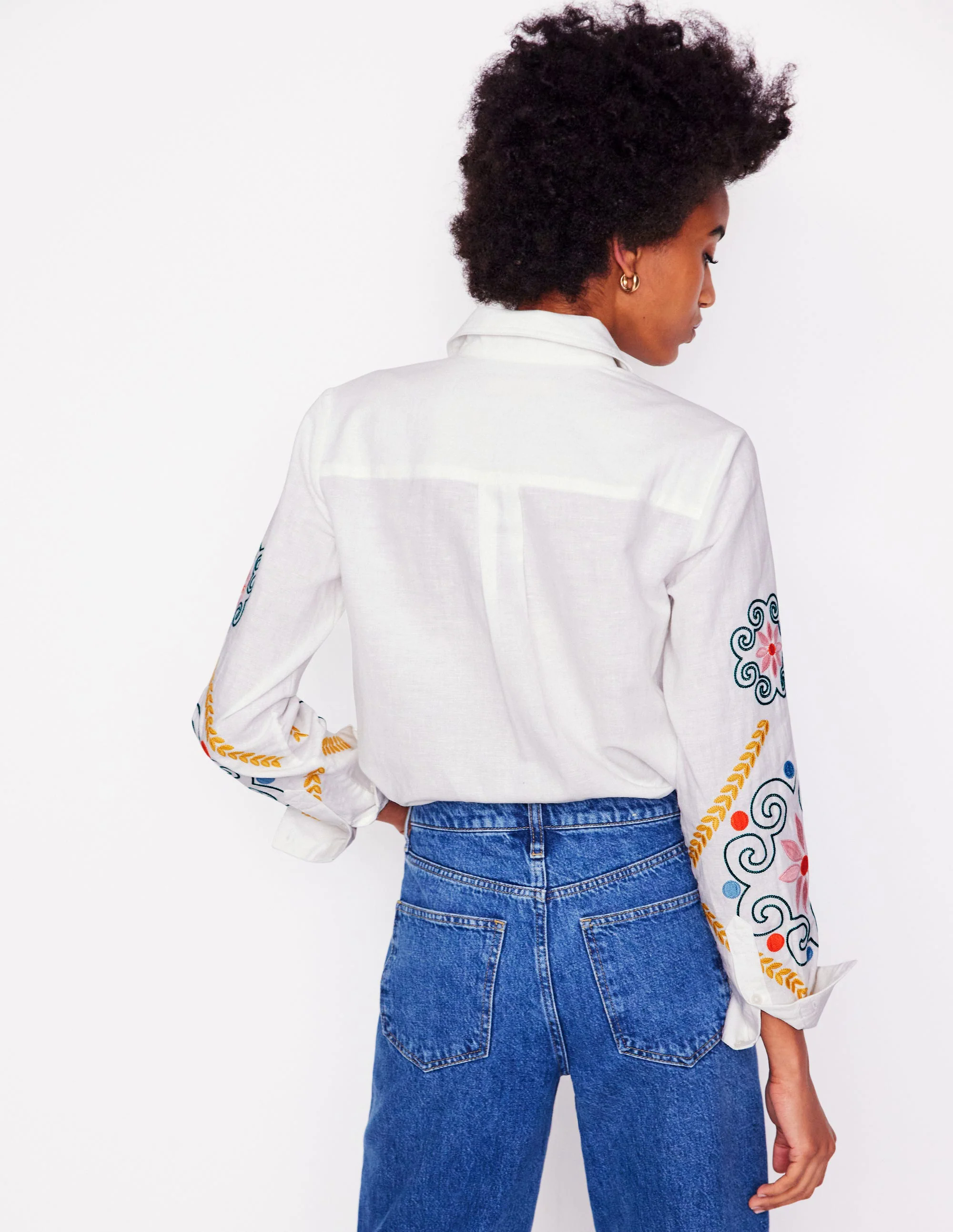  Embroidered Linen Shirt-White