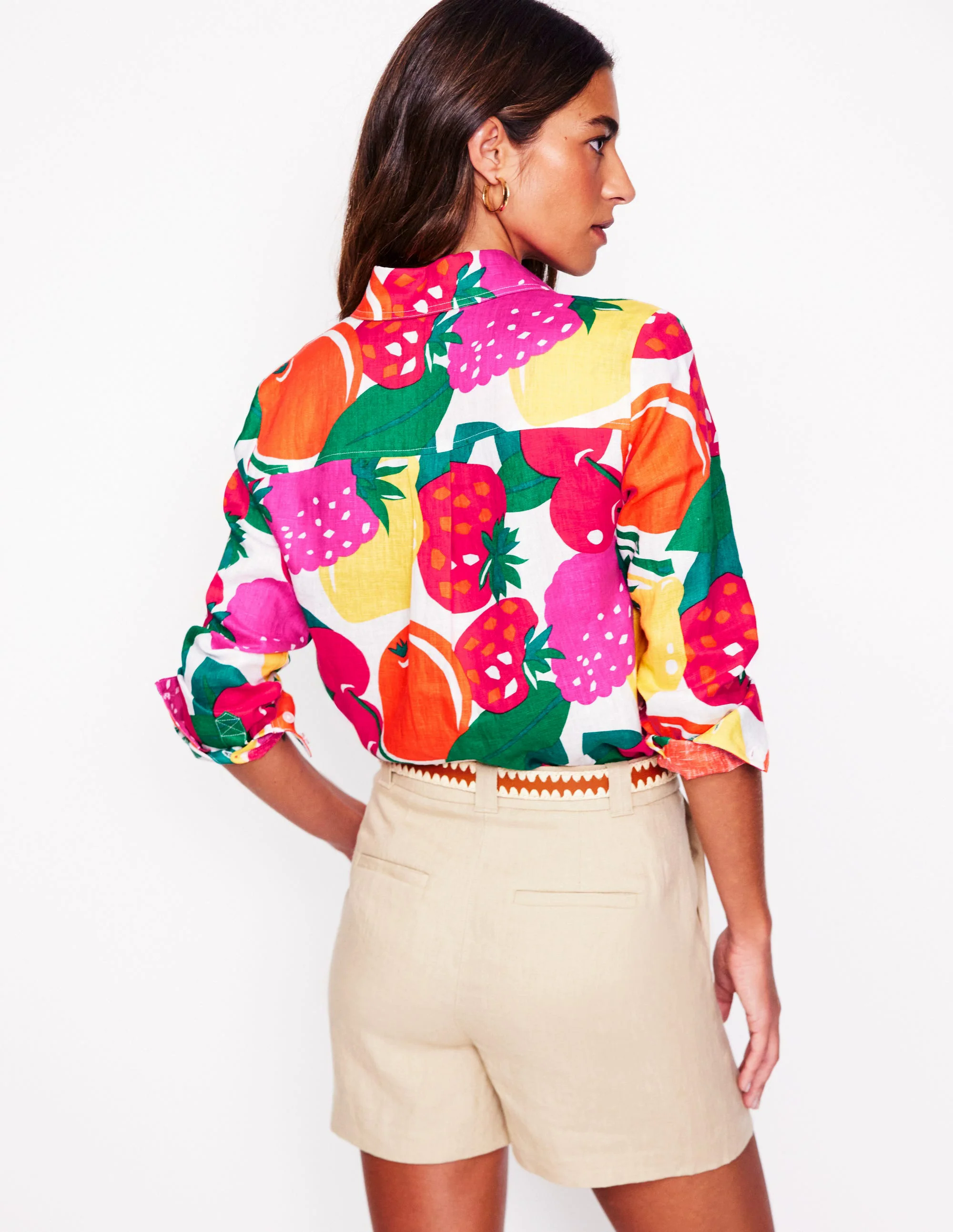  Linen Shirt-Multi, Summer Fruits