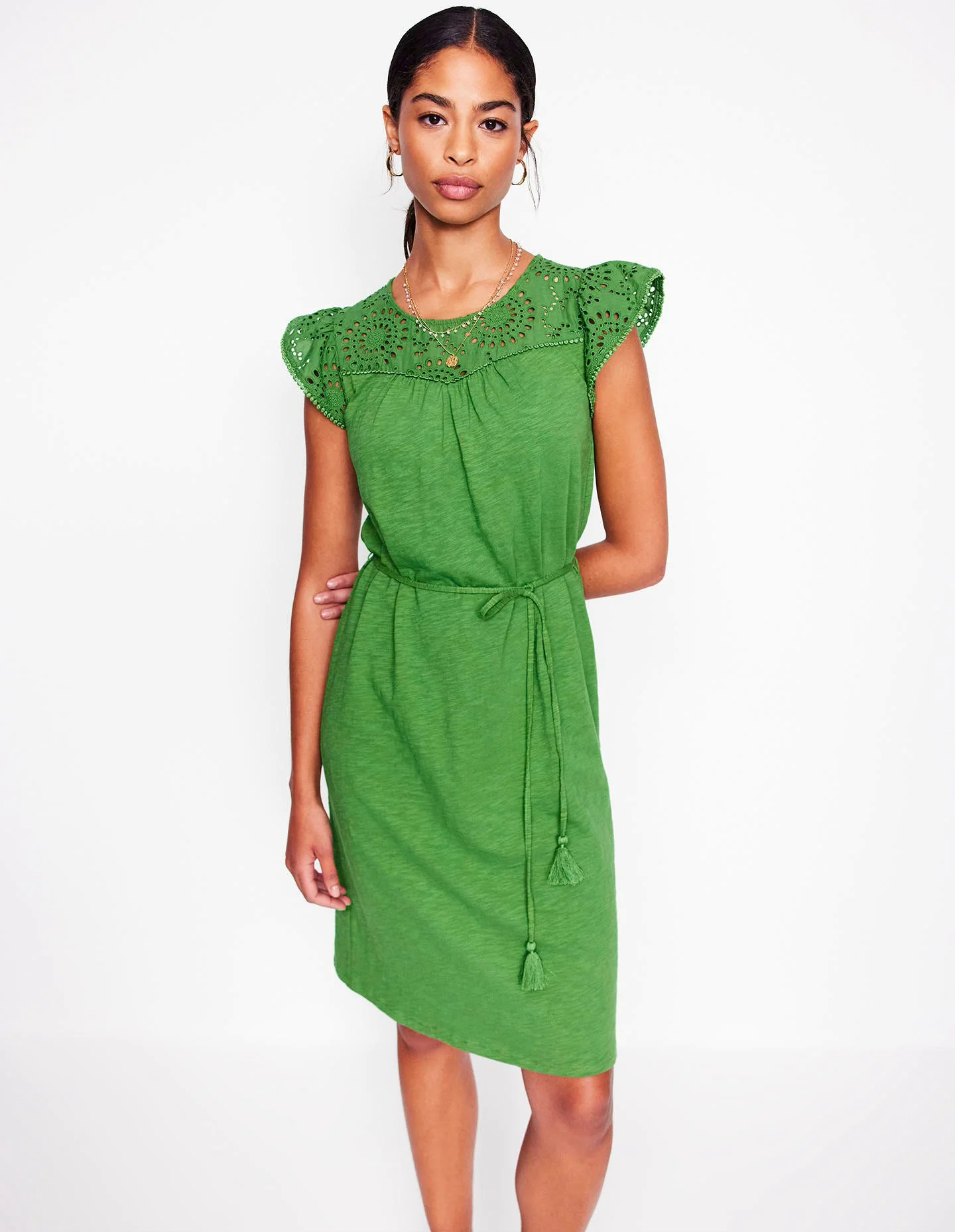 Juliet Broderie Short Dress-Paradise Green Juliet Broderie Short Dress-Paradise Green