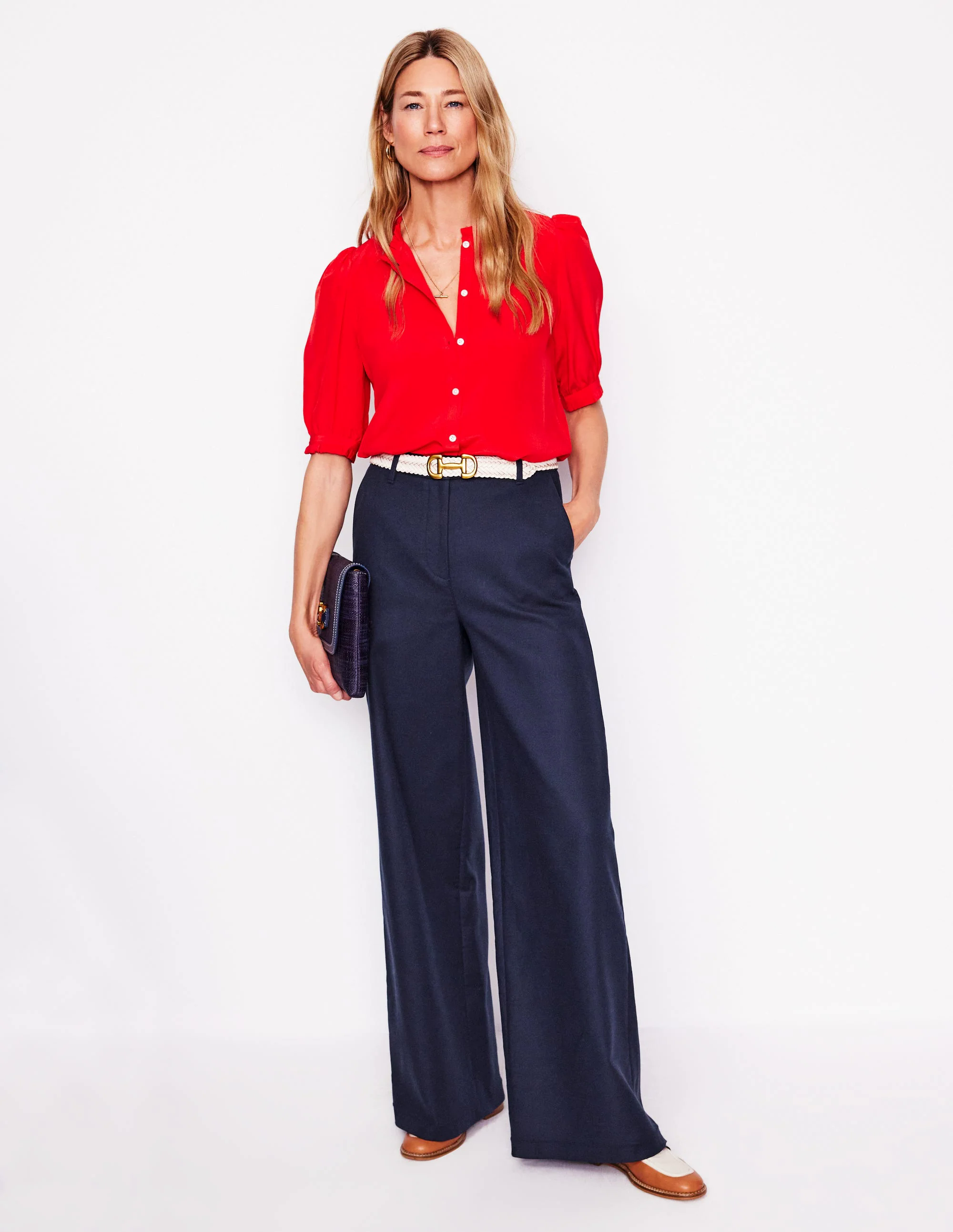 Wide Flare Pants-Navy Wide Flare Pants-Navy