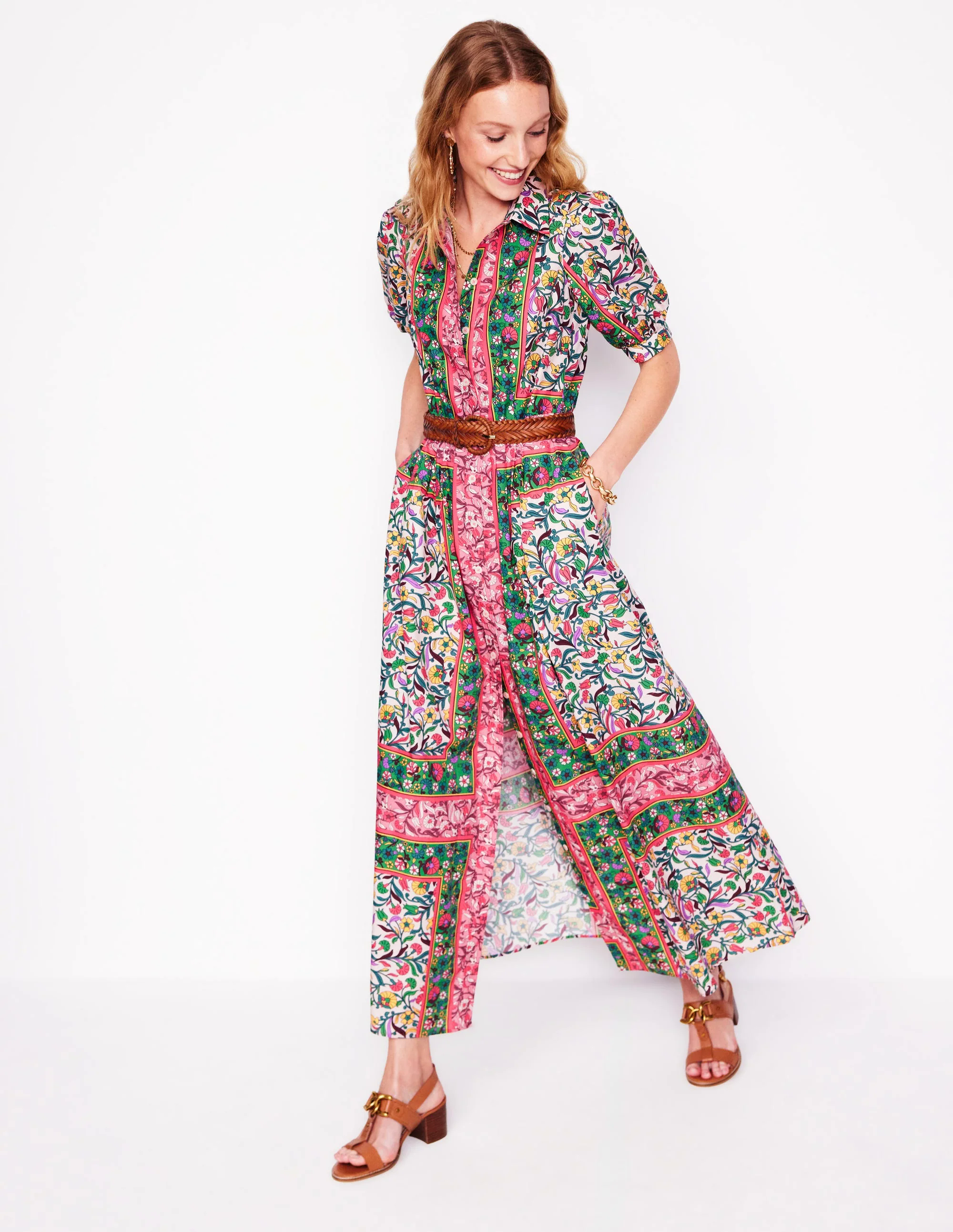  Maxi Shirt Dress-Multi, Enchanting Vine