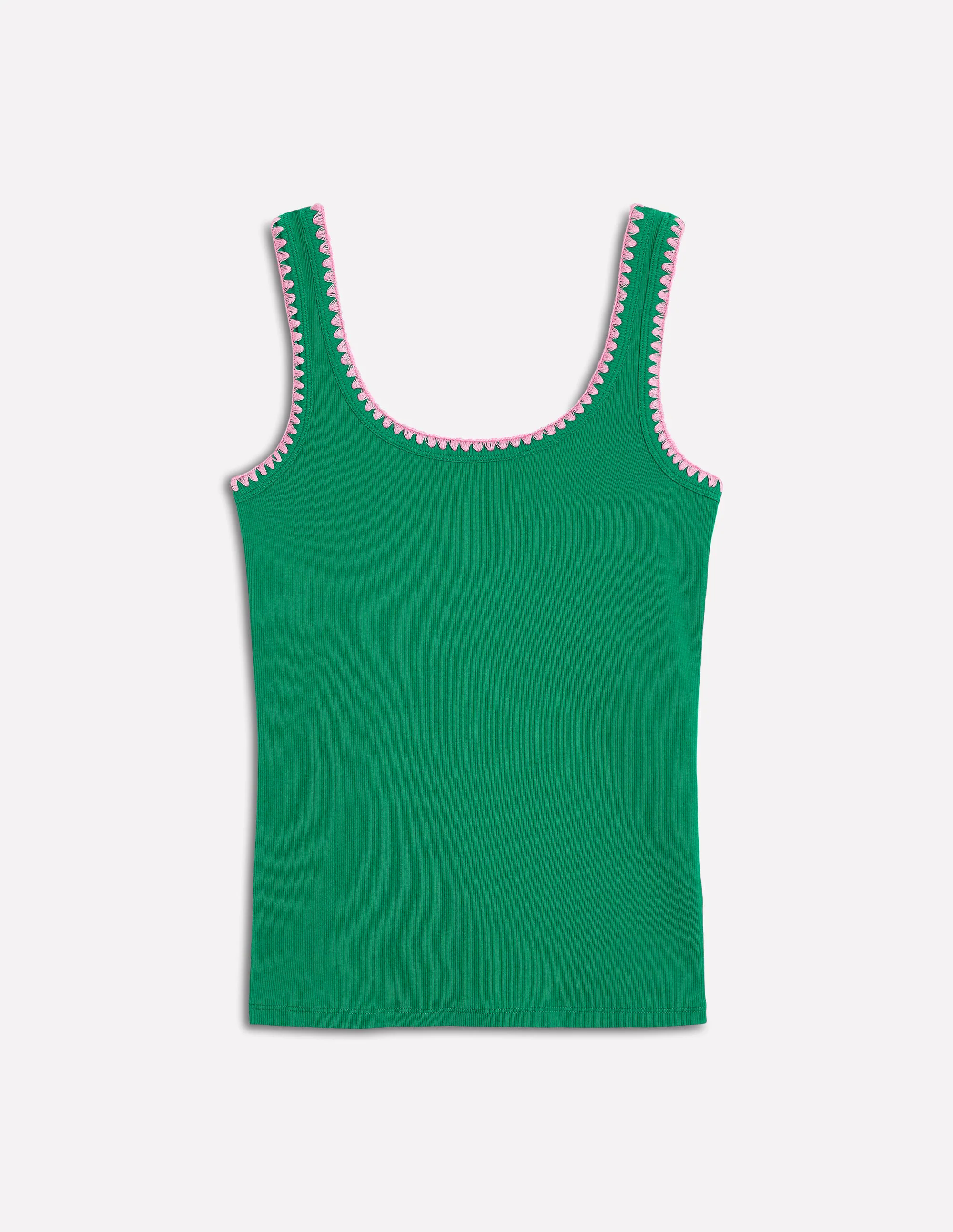 Crochet Trim Tank Top-Rich Emerald Crochet Trim Tank Top-Rich Emerald