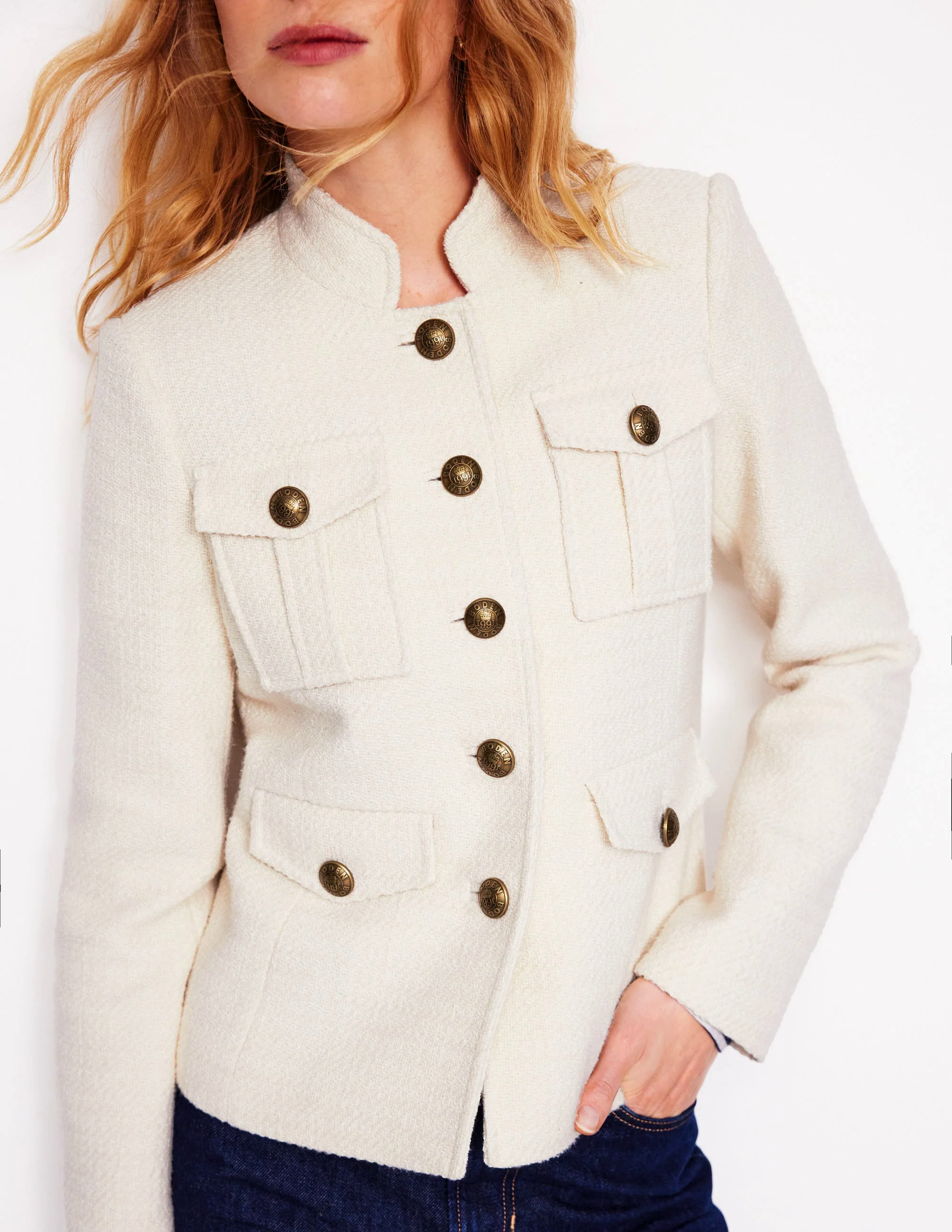Textured Button Jacket-Ivory Textured Button Jacket-Ivory