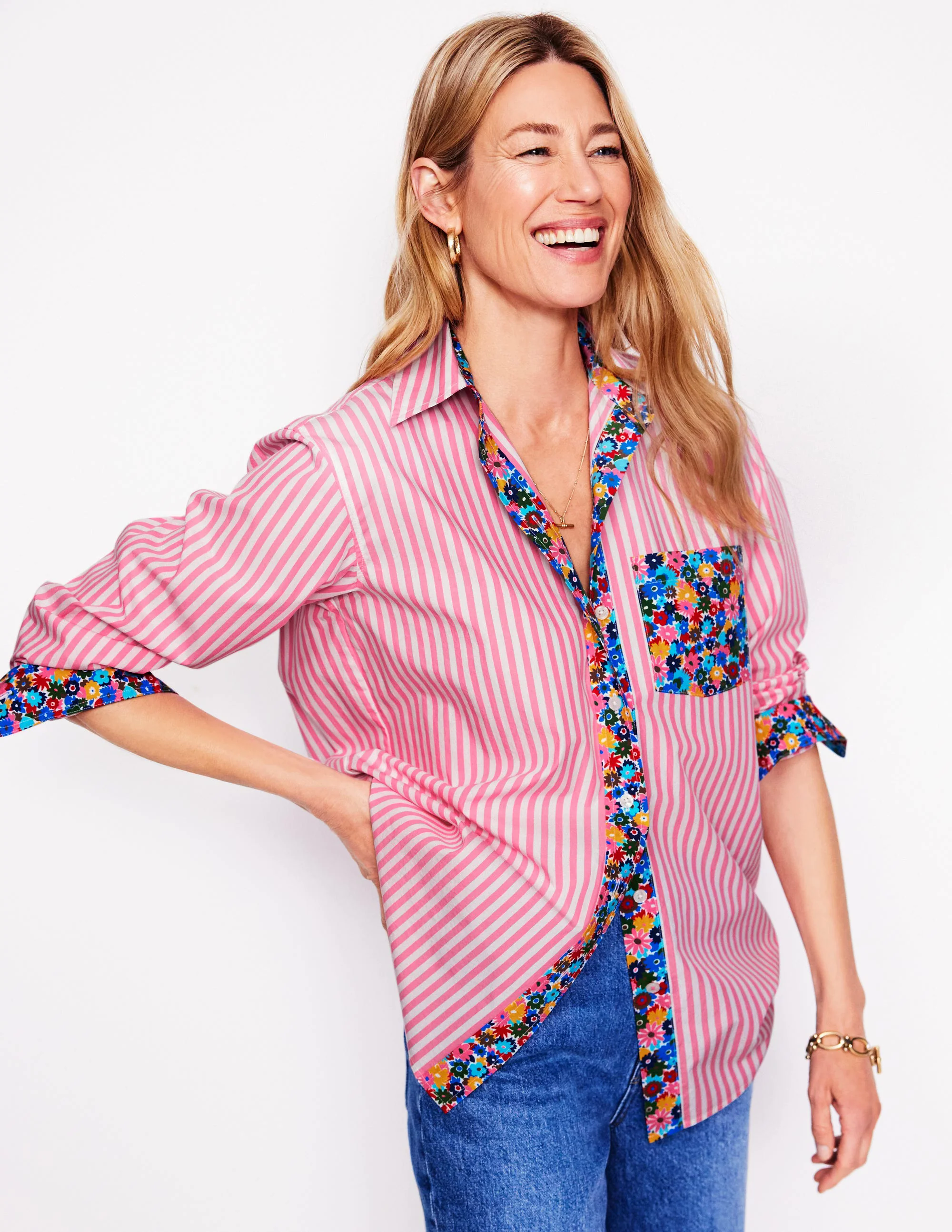  Relaxed Cotton Shirt-Multi, Paintbox Ditsy