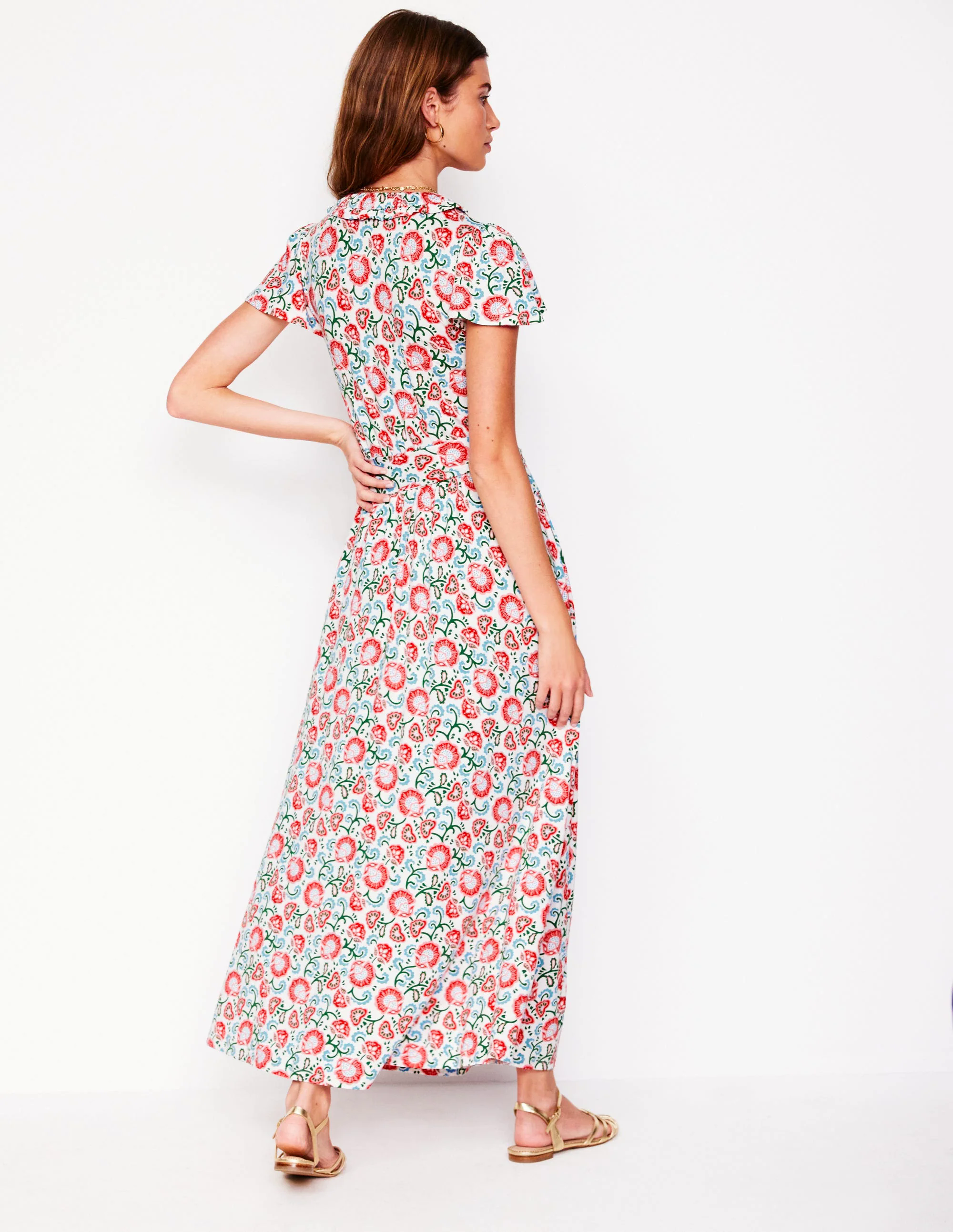 Nicola Jersey Tea Dress-Ivory, Garden Vine Nicola Jersey Tea Dress-Ivory, Garden Vine
