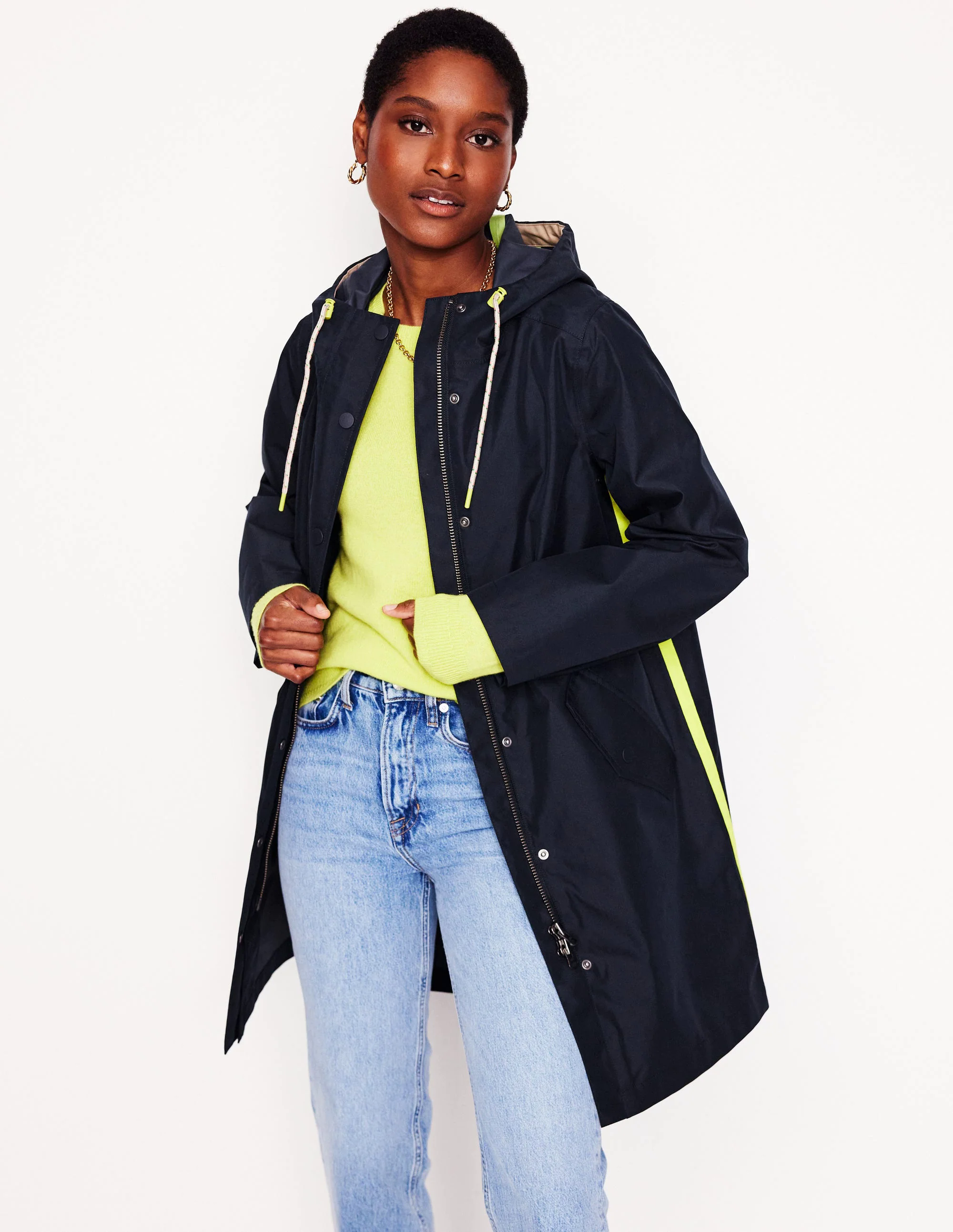 Waterproof Hooded Coat-Navy