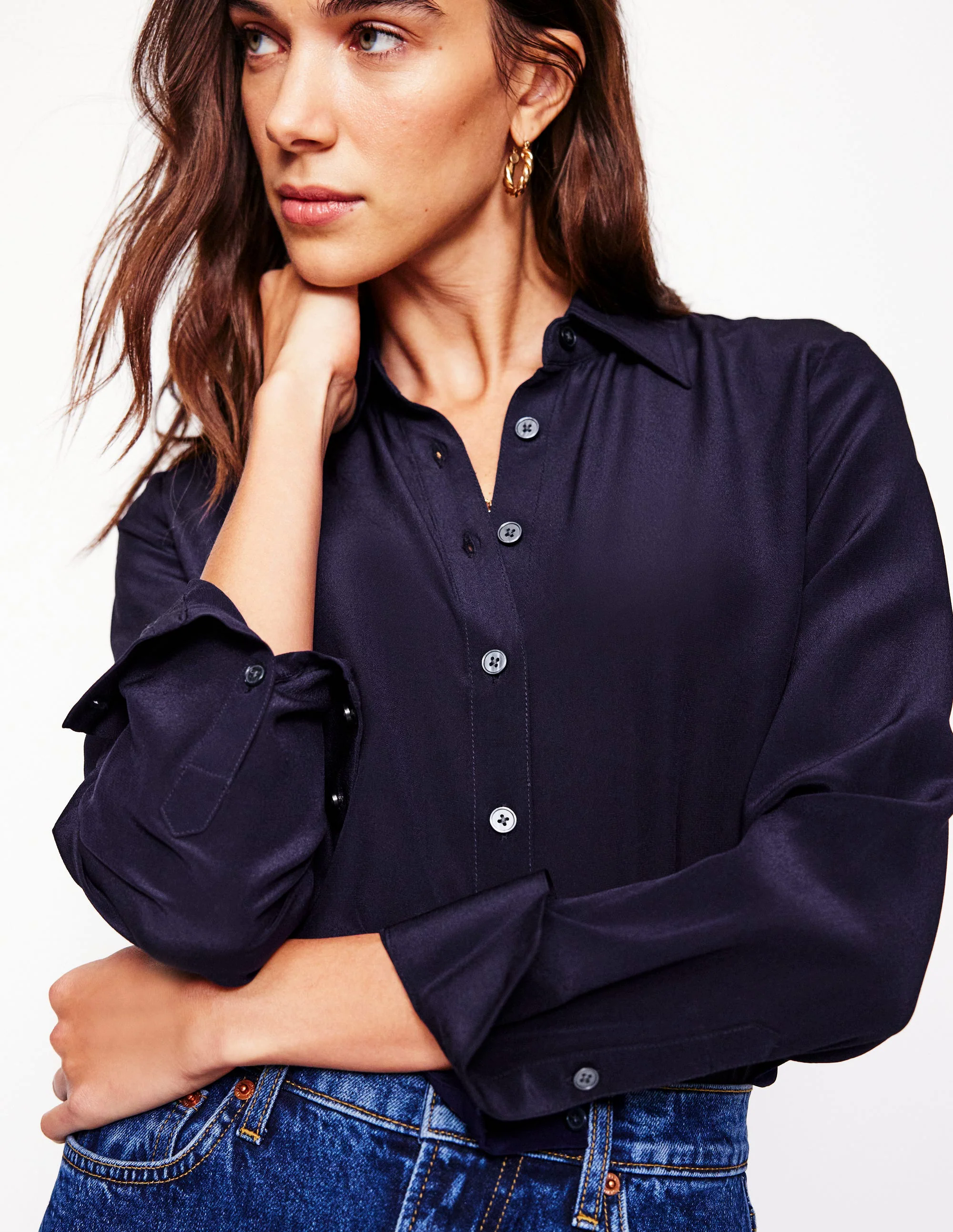  Silk Shirt-Navy