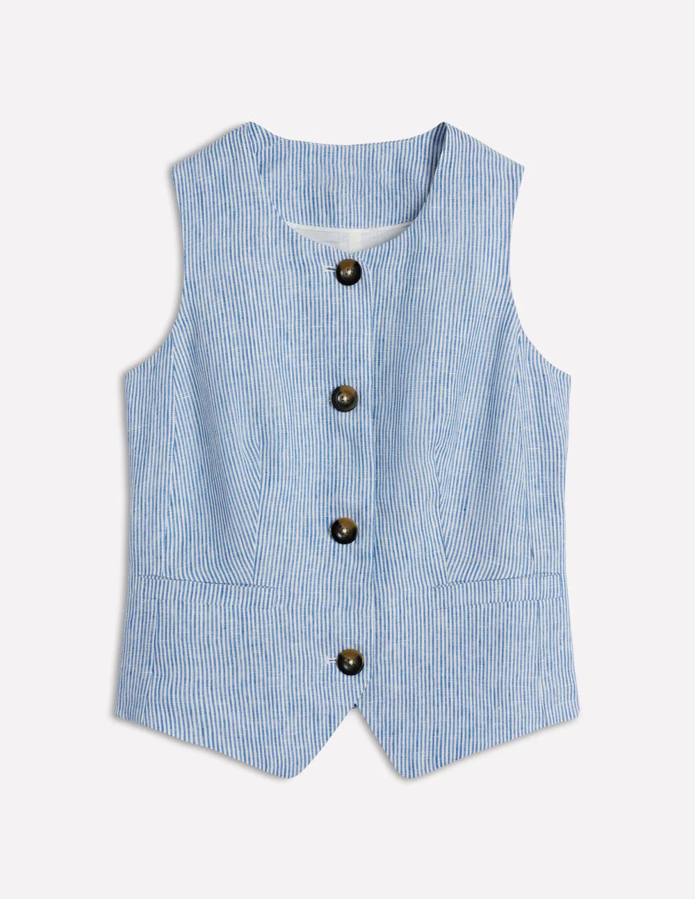 Linen Waistcoat-Kingfisher Blue Fine Stripe Linen Waistcoat-Kingfisher Blue Fine Stripe