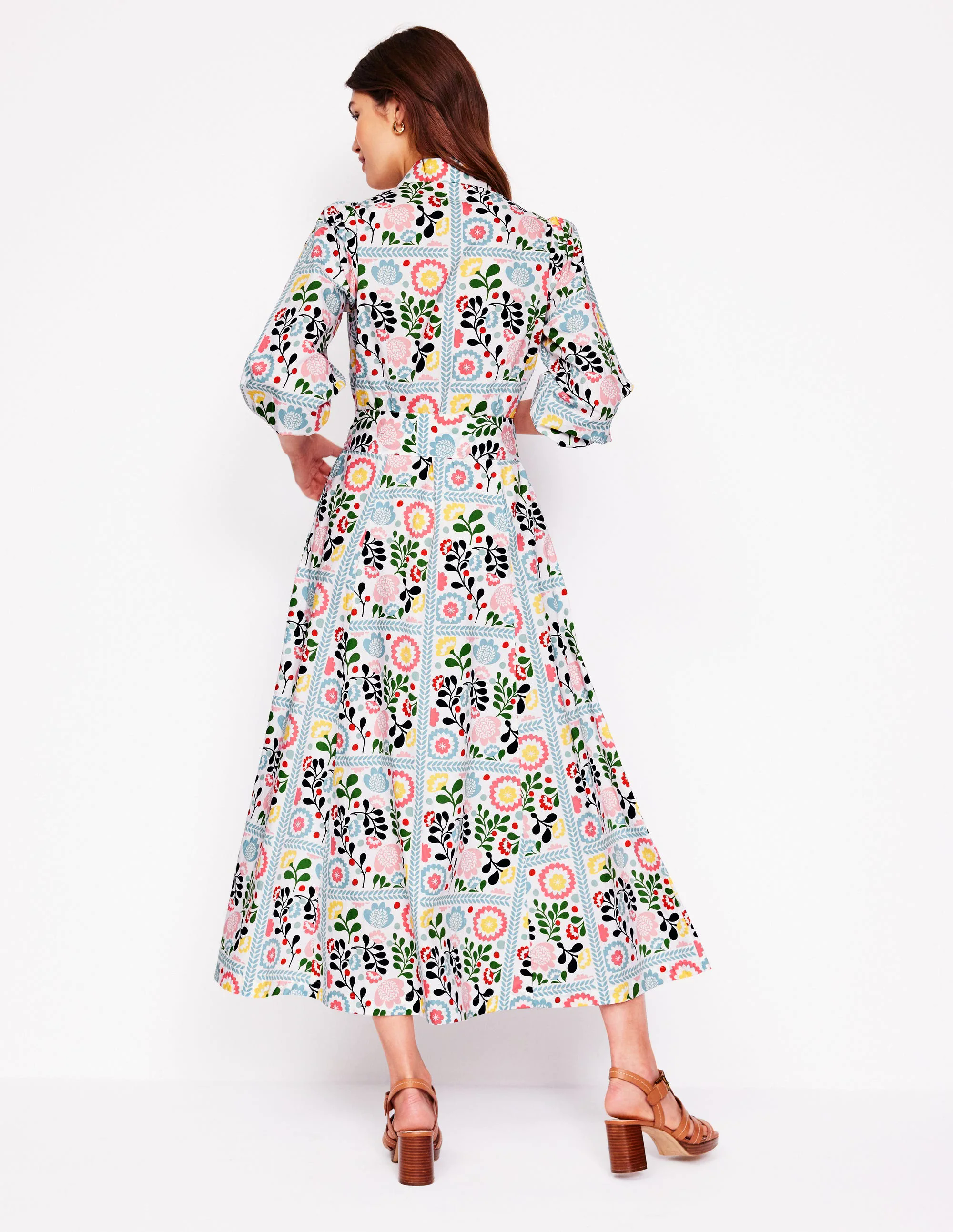  Cotton Shirt Dress-Multi, Walled Garden