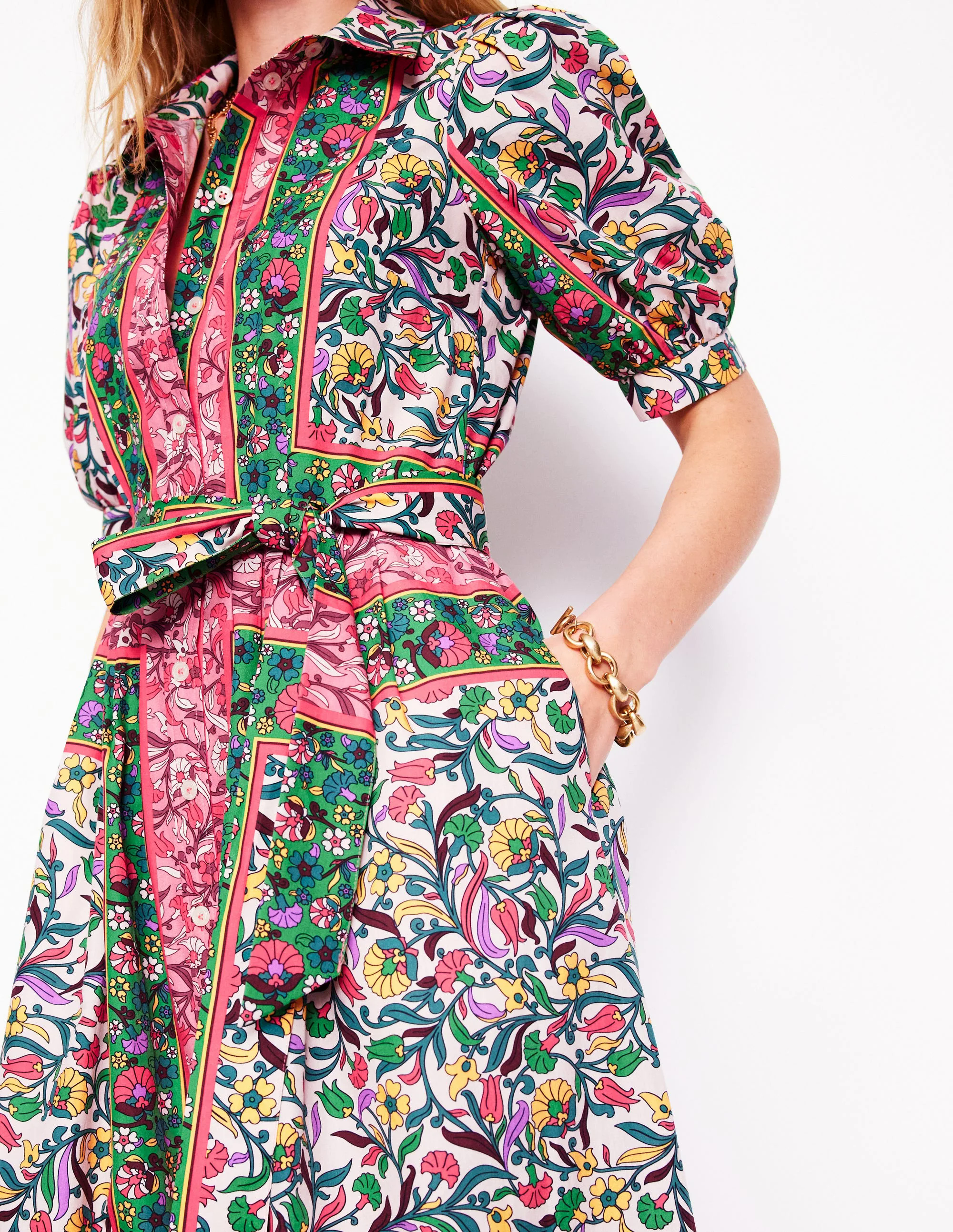  Maxi Shirt Dress-Multi, Enchanting Vine