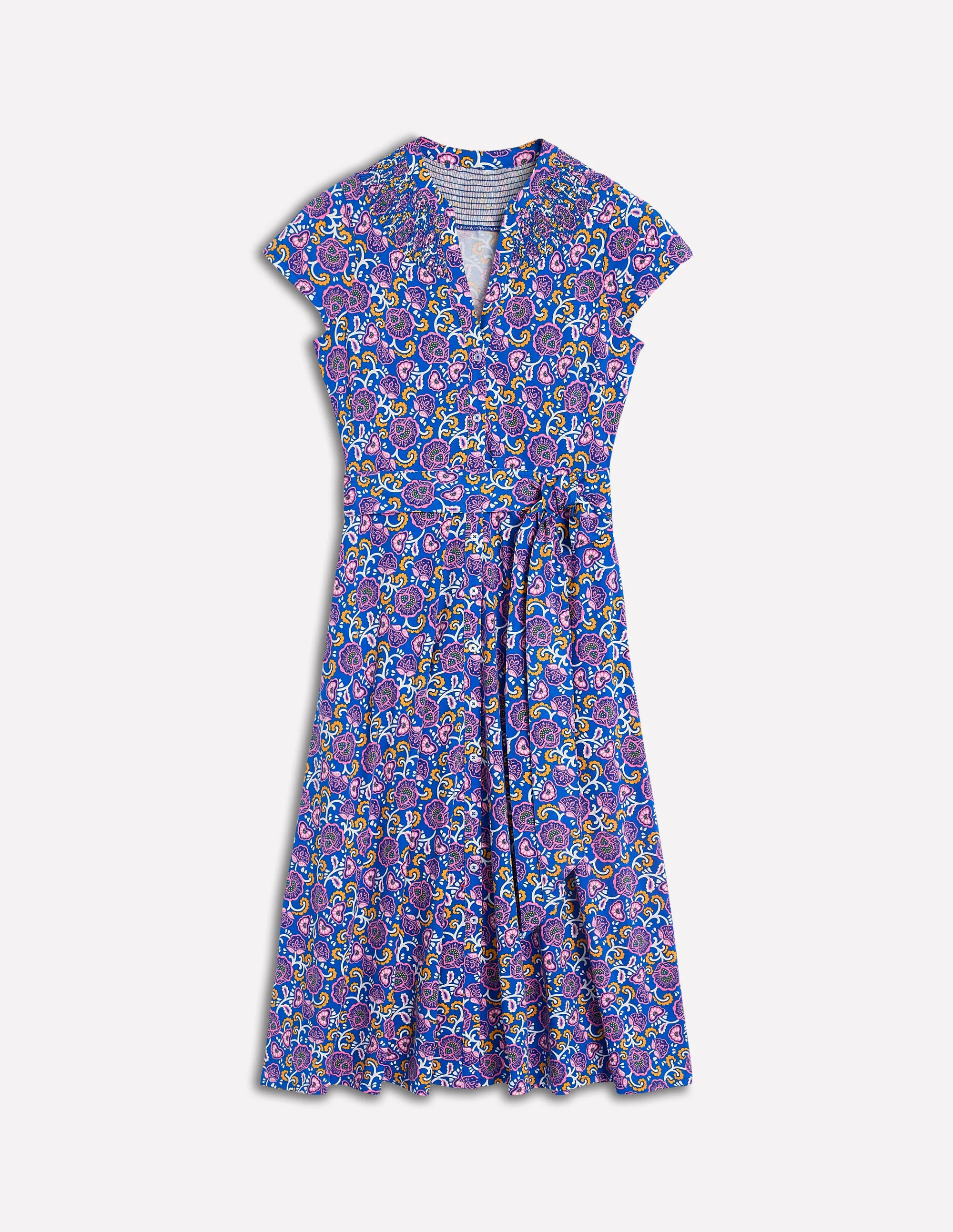 Jersey Shirt Dress-Gallery Blue, Garden Vine