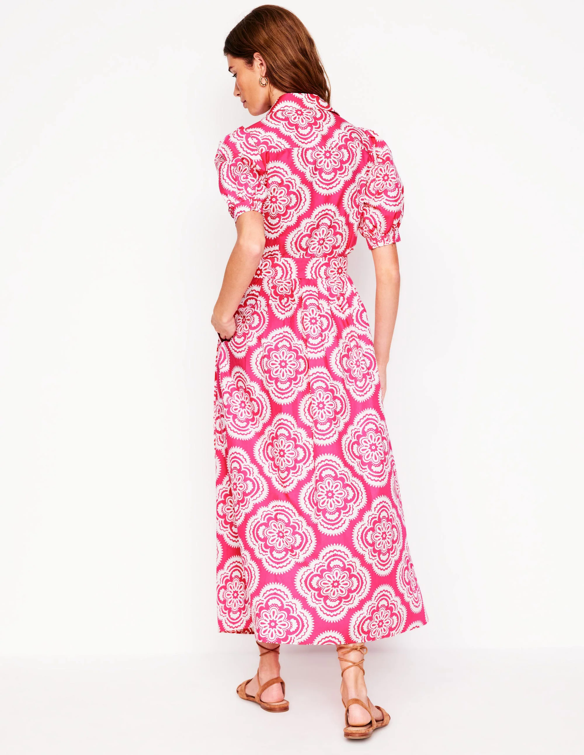  Maxi Shirt Dress-Pink Peony, Botanic Blush