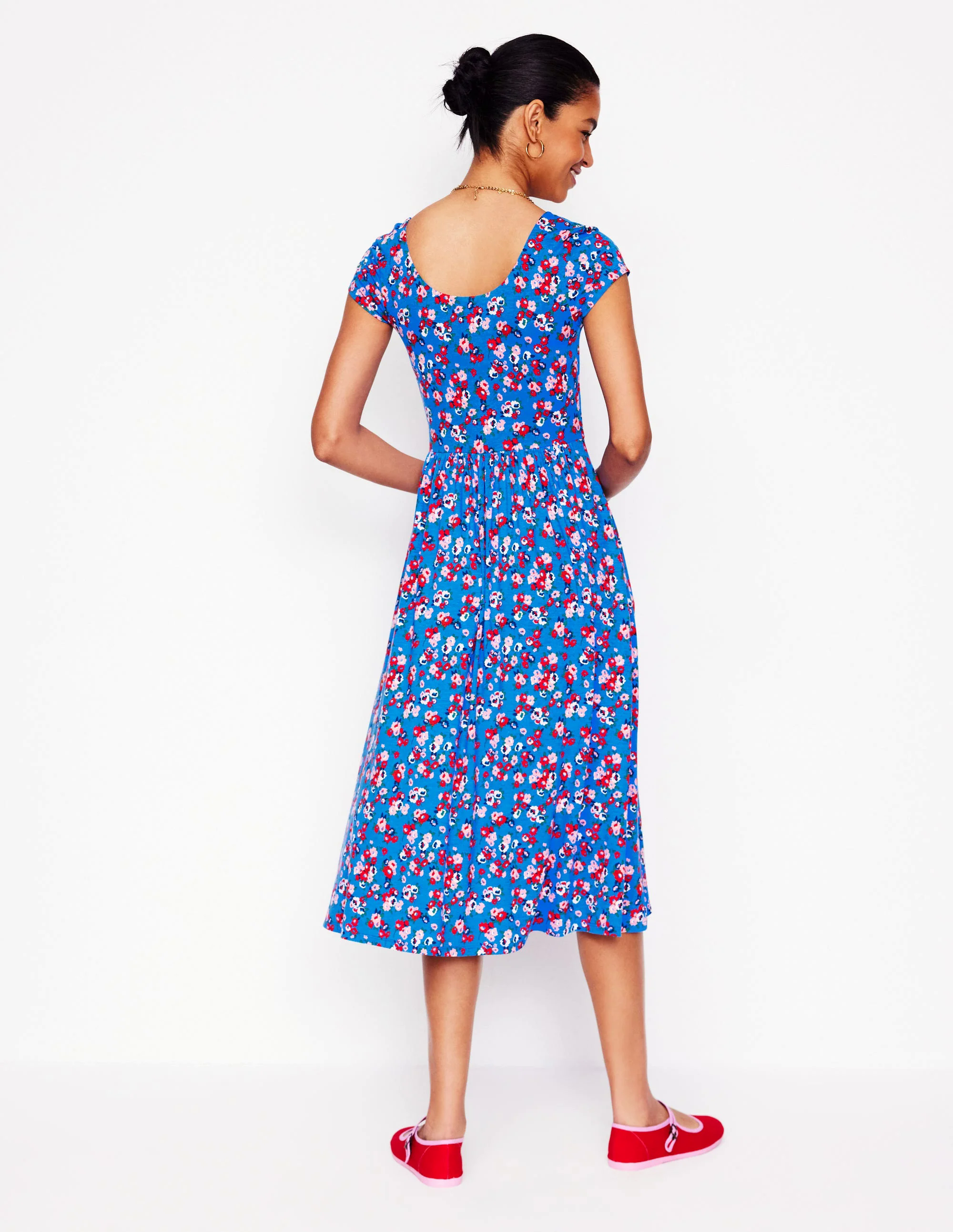  Jersey Dress-Cerulean Blue, Painterly Posy