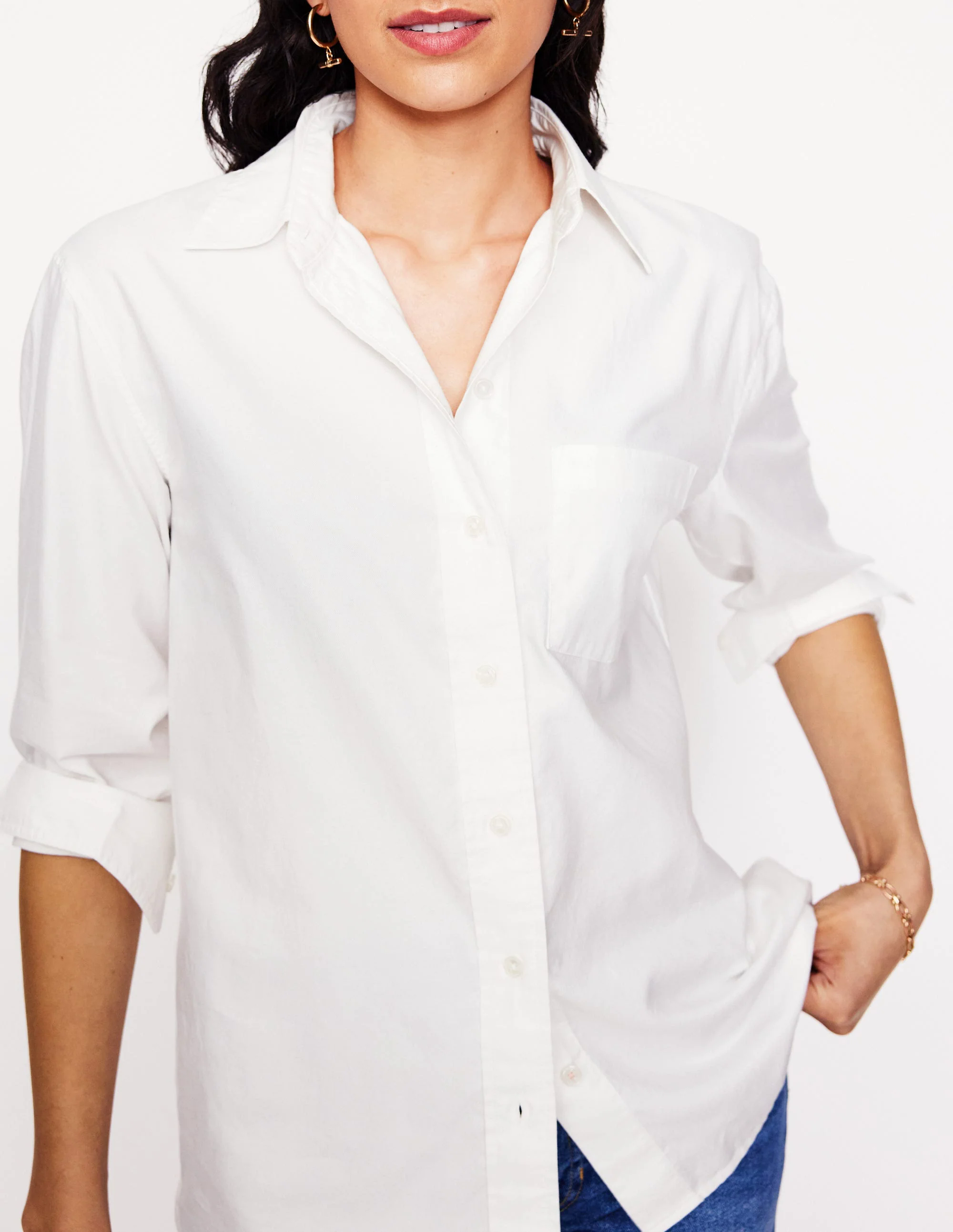 Relaxed Cotton Shirt-White Oxford