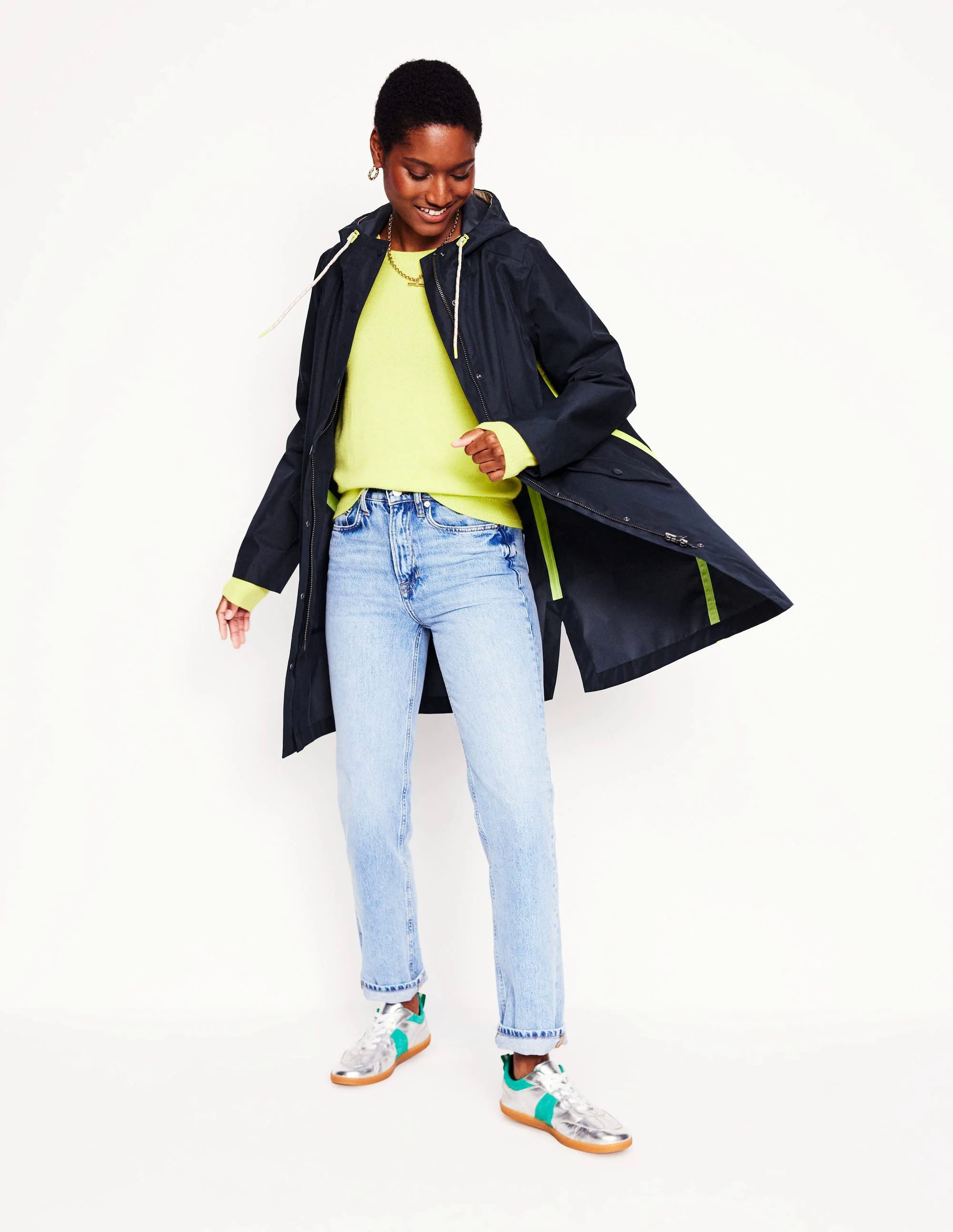 Waterproof Hooded Coat-Navy