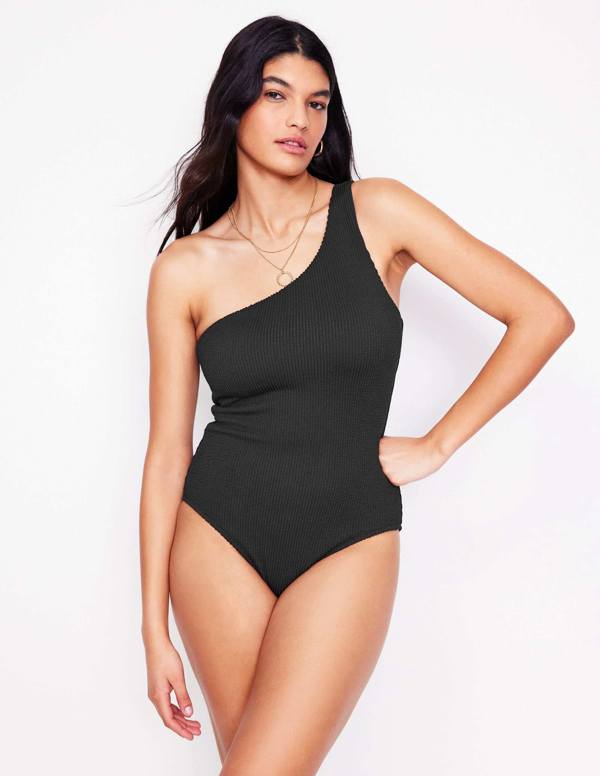 One Shoulder Swimsuit-Black One Shoulder Swimsuit-Black