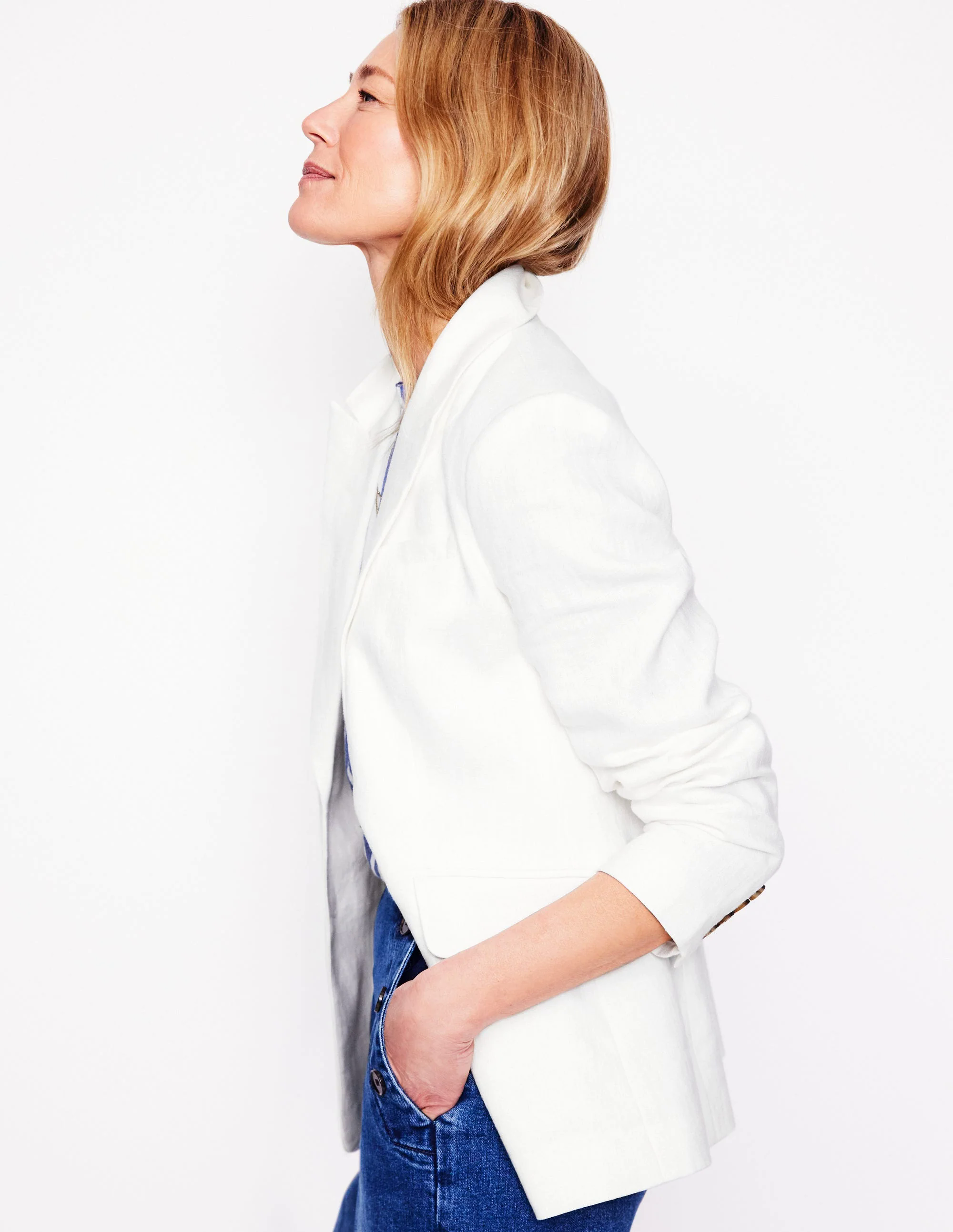 Linen Blazer-White