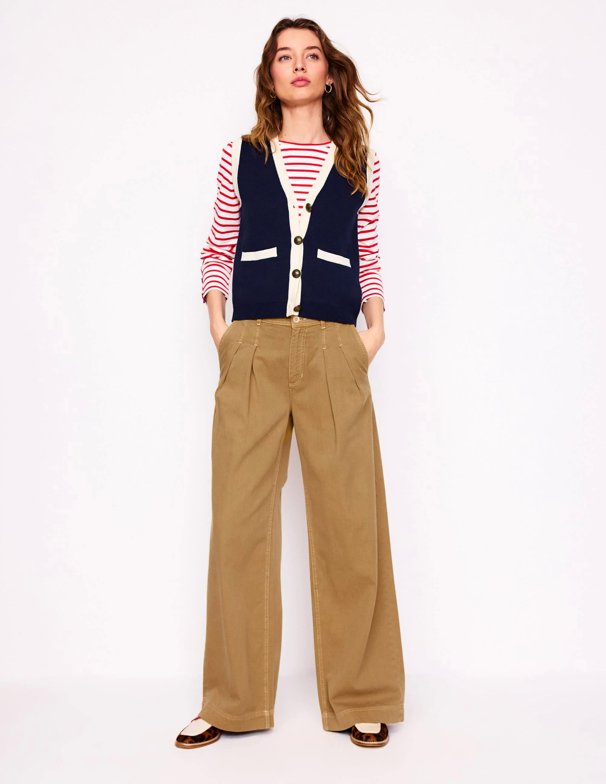 Wide Leg Trousers-Gingerbread