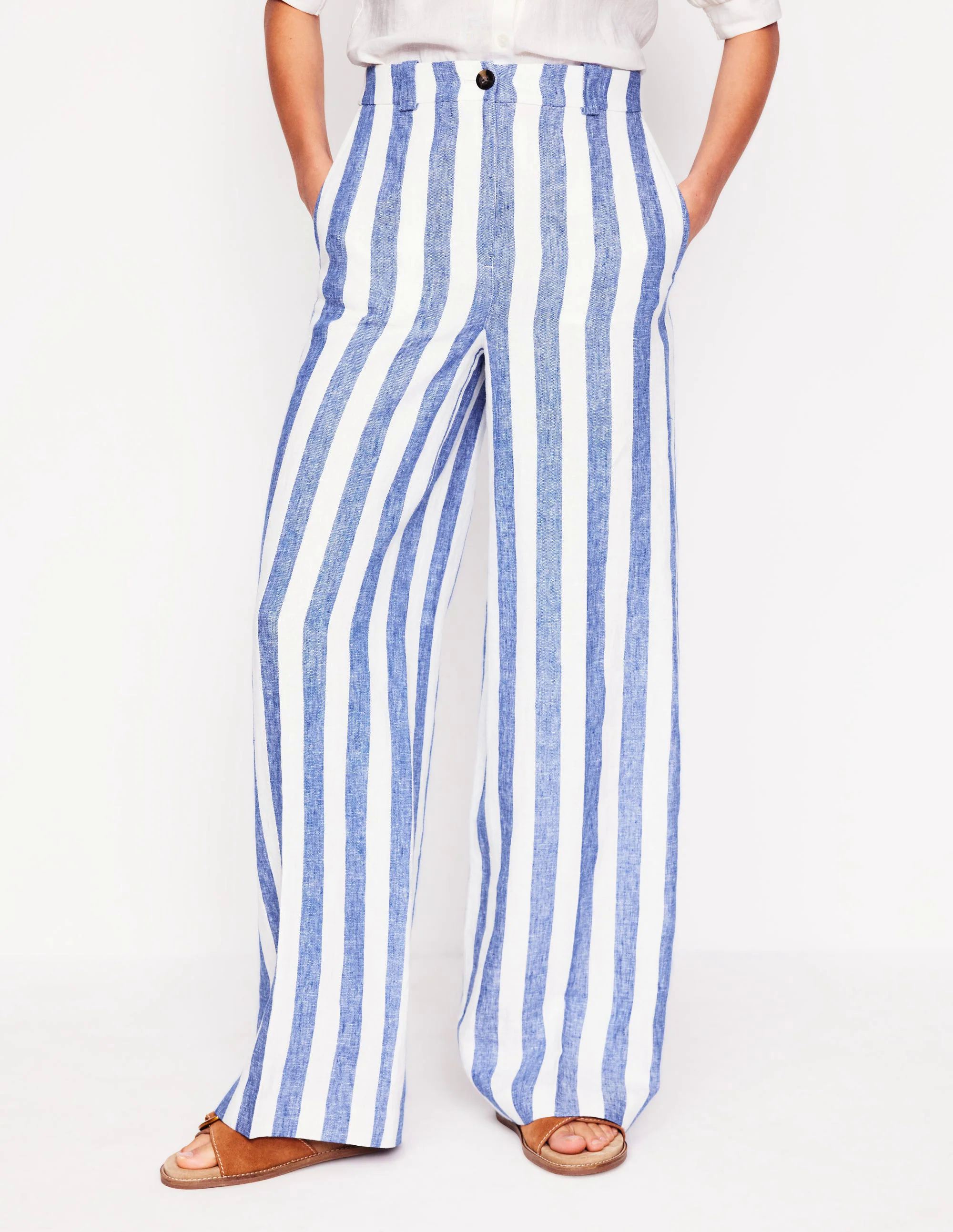 Westbourne Linen Pants-Bright Blue Stripe Westbourne Linen Pants-Bright Blue Stripe