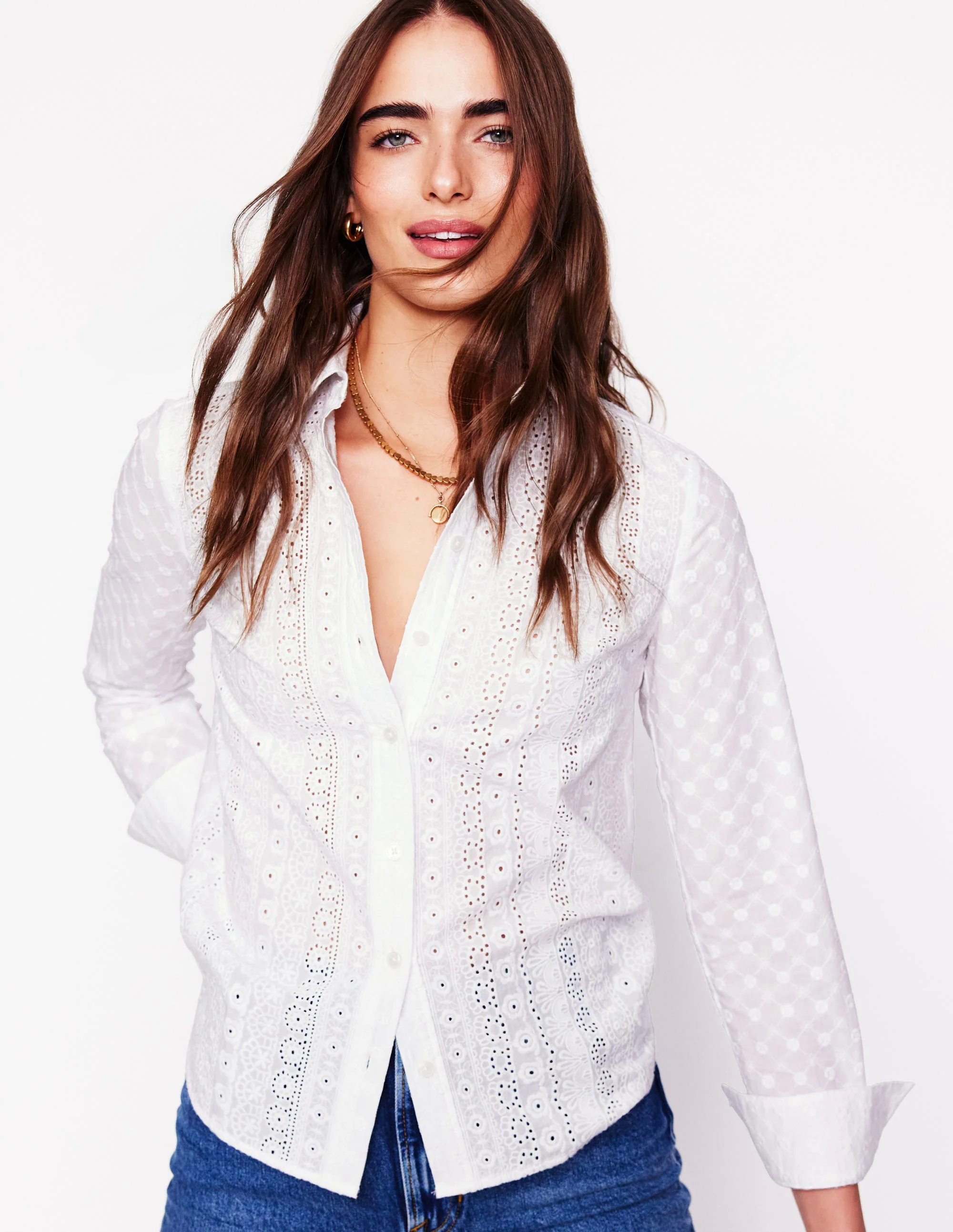  Fabric Interest Shirt-White