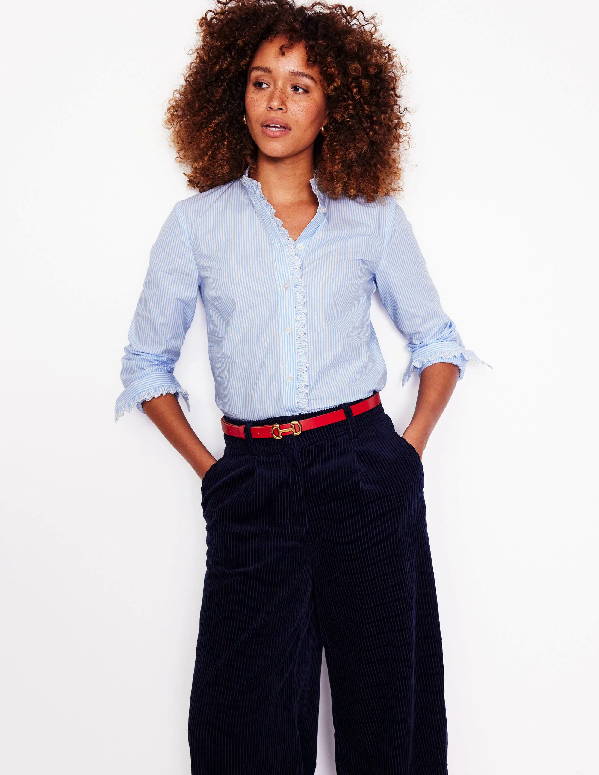  Shirt-Blue, Ivory Stripe