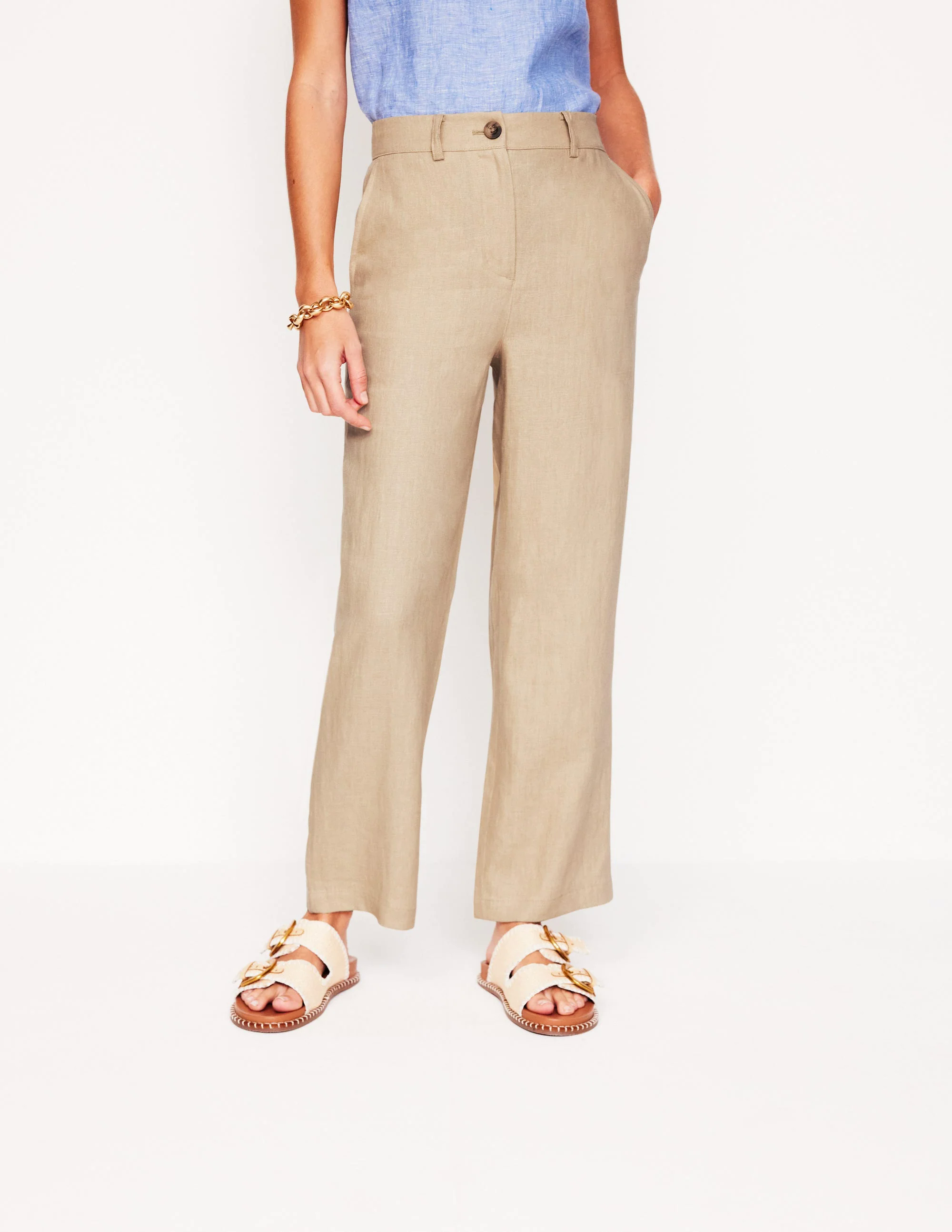Westbourne Crop Linen Pants-Oatmeal Westbourne Crop Linen Pants-Oatmeal