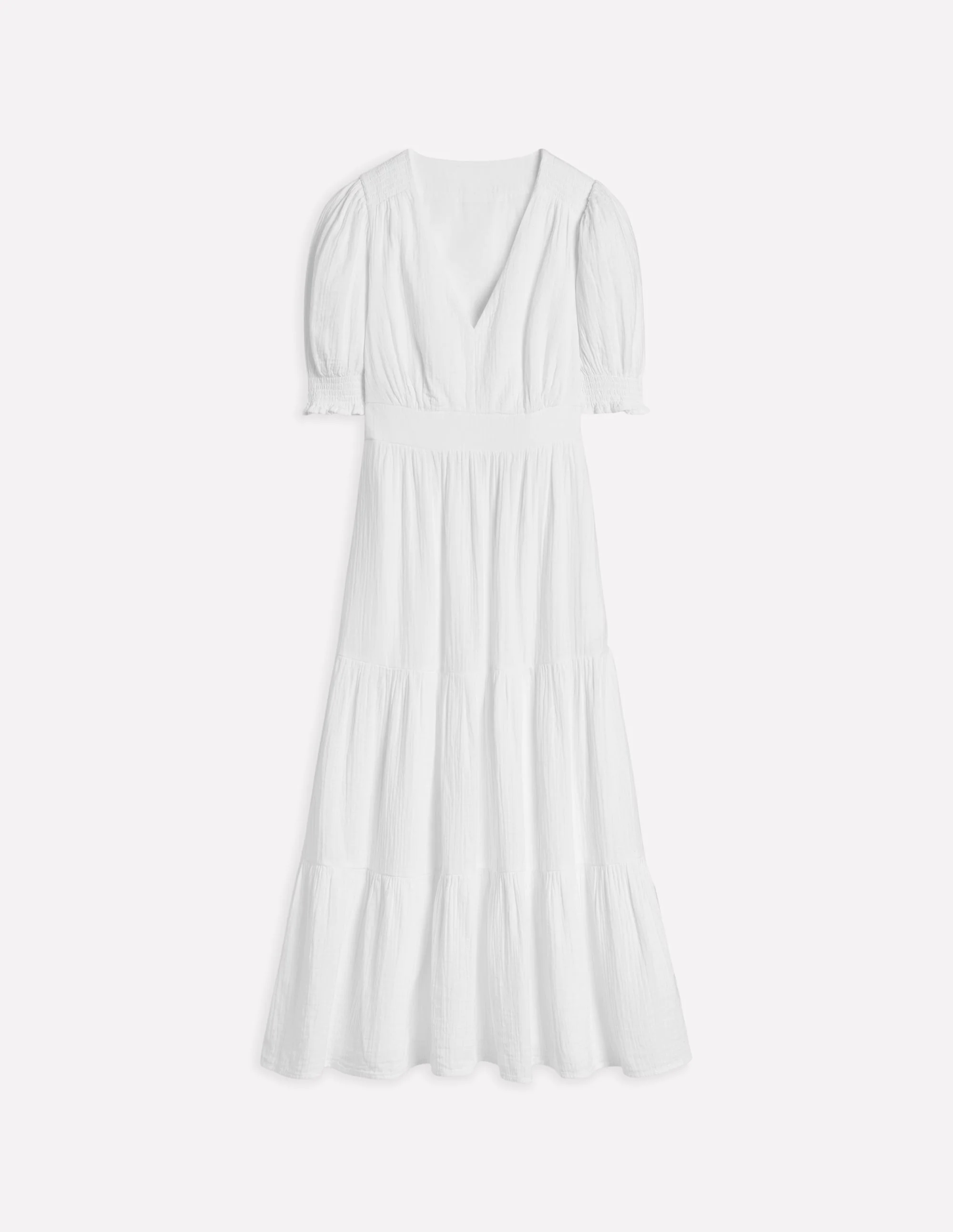 Double Cloth Midi Dress-White