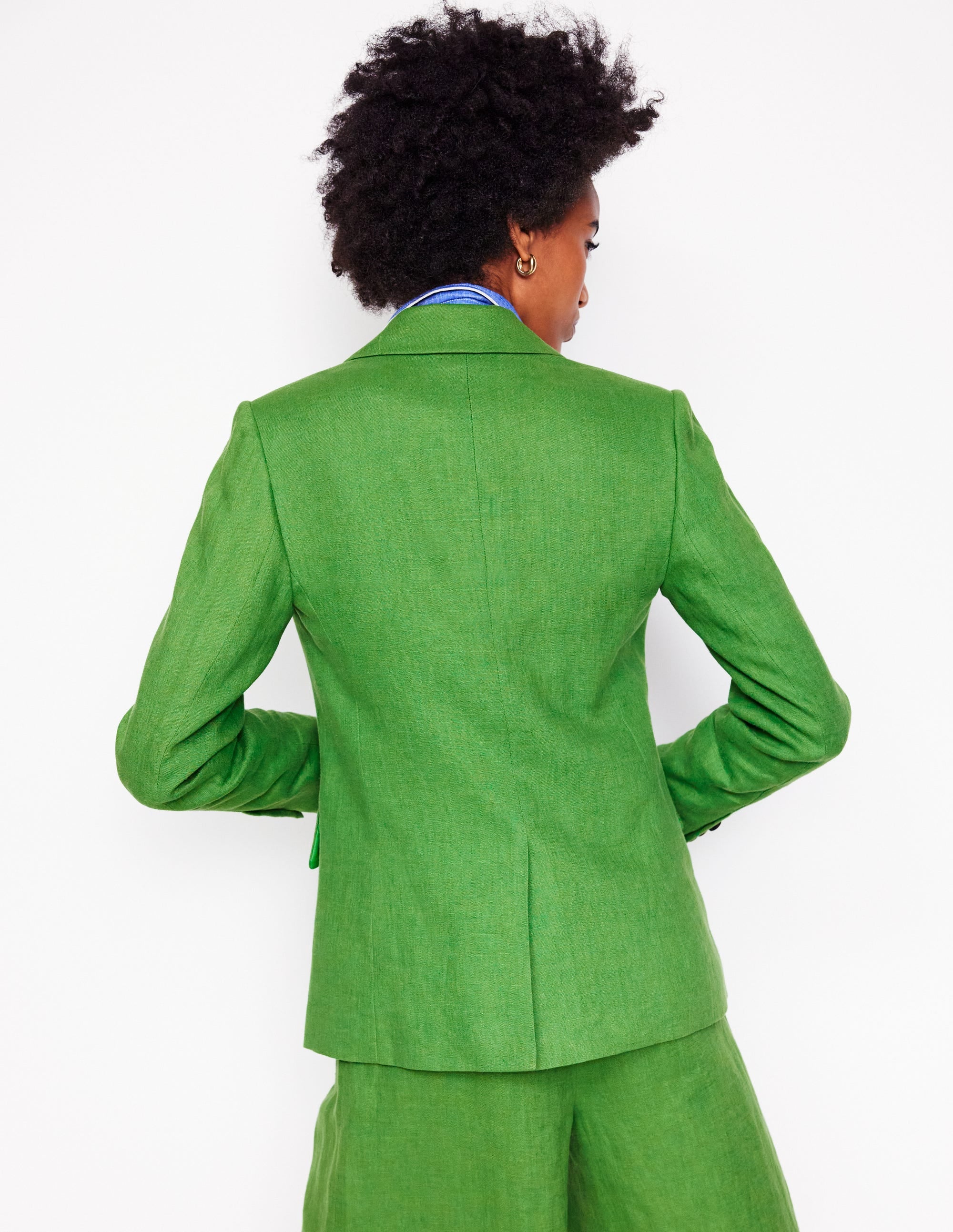  Linen Blazer-Iguana Green