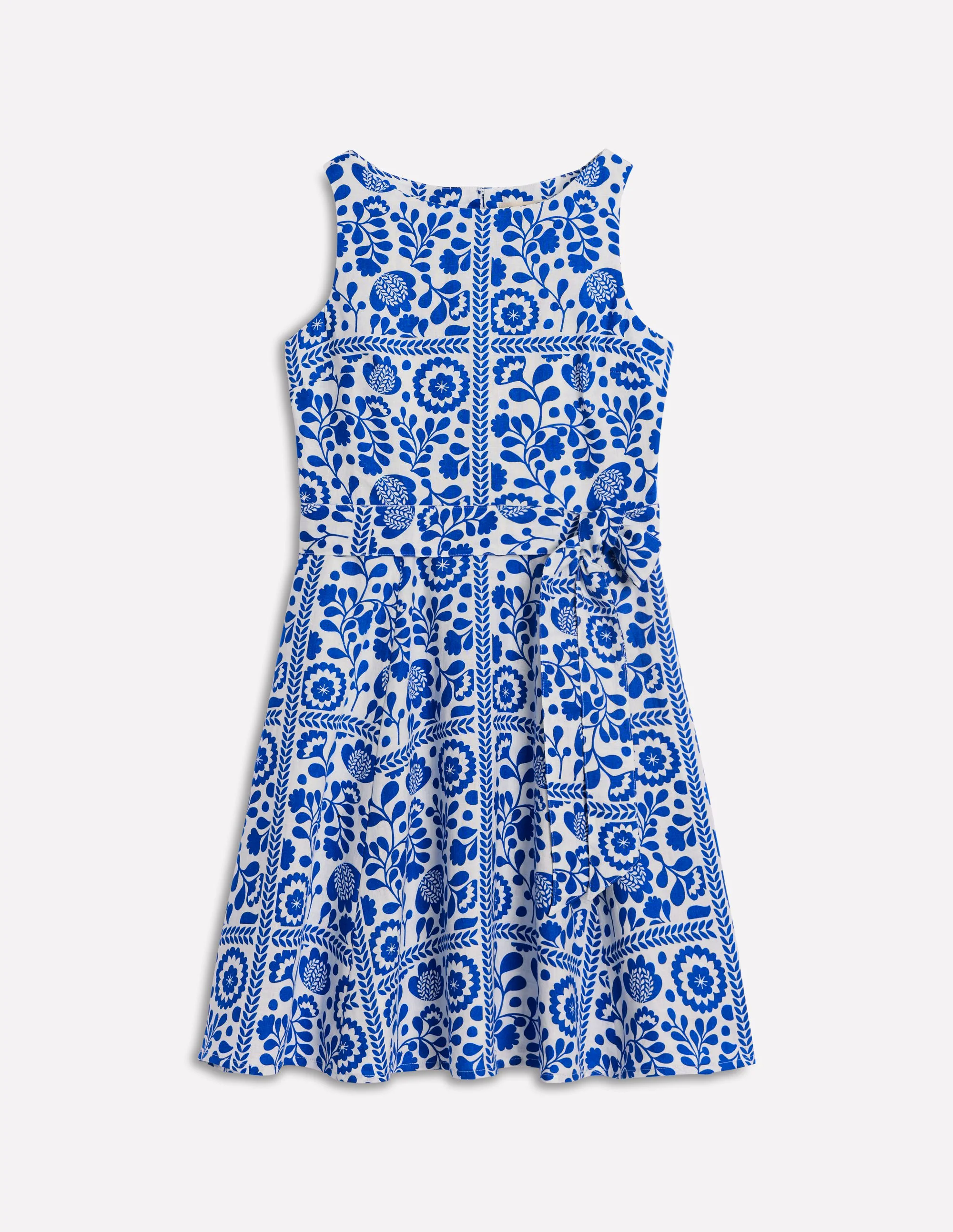 Sleeveless Linen Dress-Gallery Blue, Walled Garden