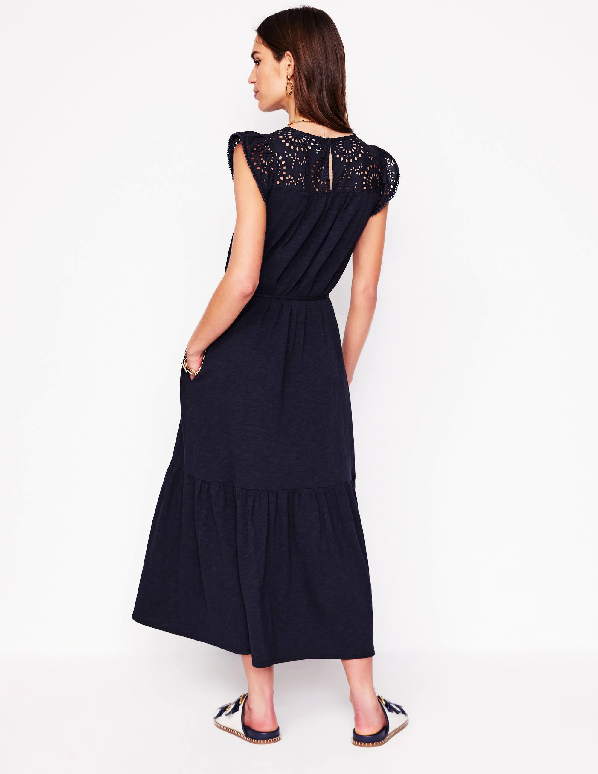 Juliet Broderie Midi Dress-Navy Juliet Broderie Midi Dress-Navy